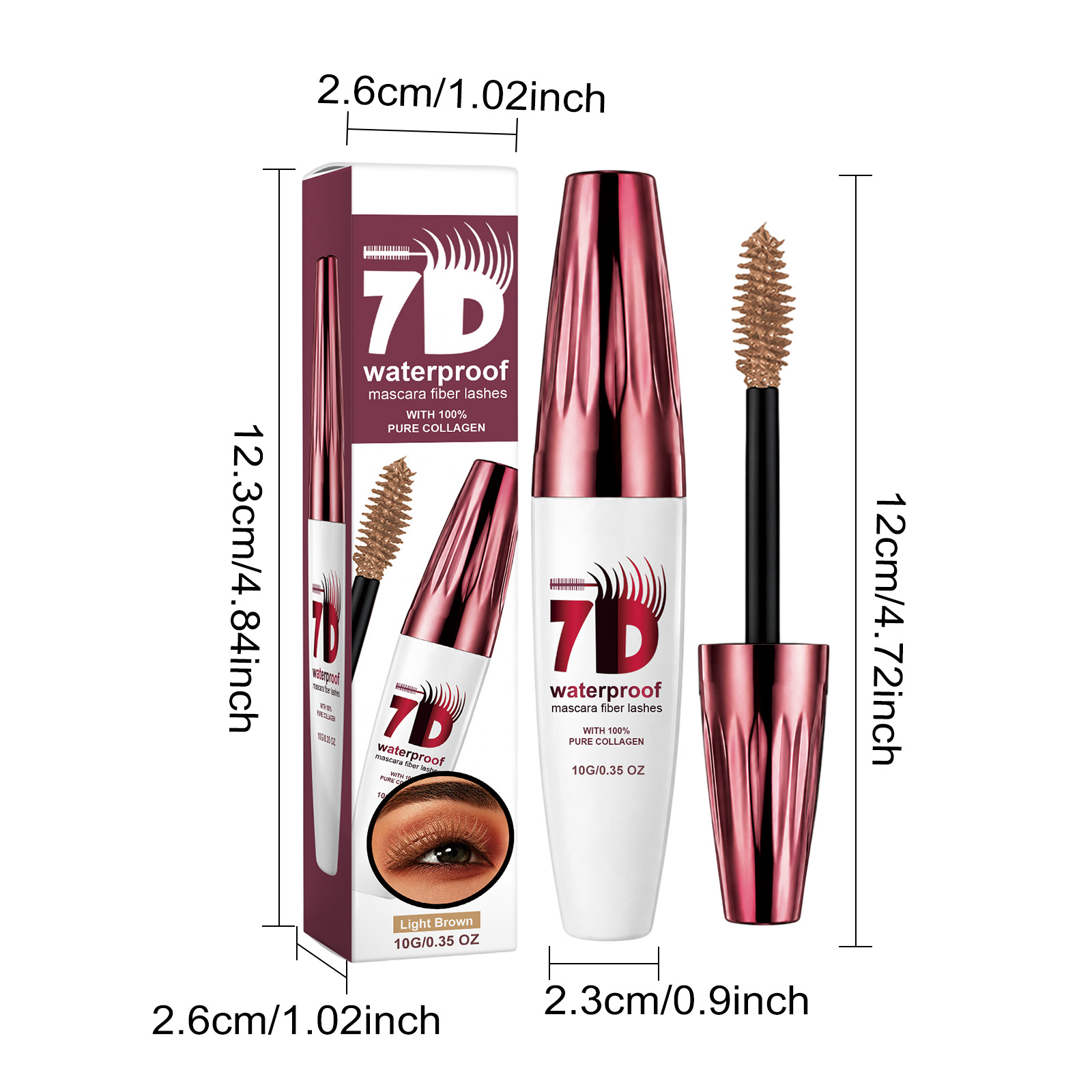 (Light Brown) Curling Stereoscopic Mascara Longlasting Natural Modify Eyelash Curve Delicate Smooth AntiSmudge Fine Soft Gentle Daily Cosmetic