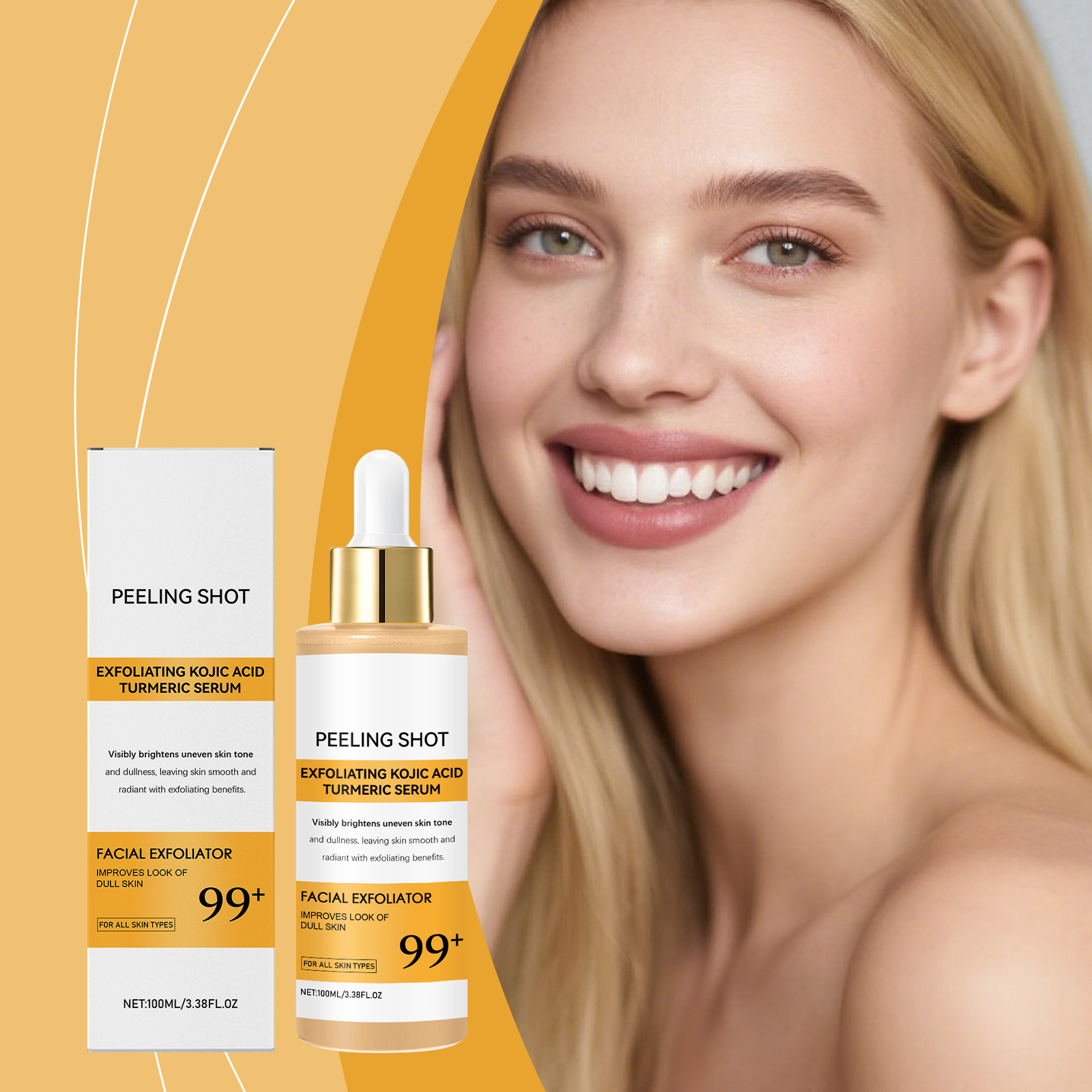 Kojic Acid Turmeric Serum Nourishes Skin Light Texture Non Sticky Soft Smooth Moisturize Facial Complexion Care Liquid