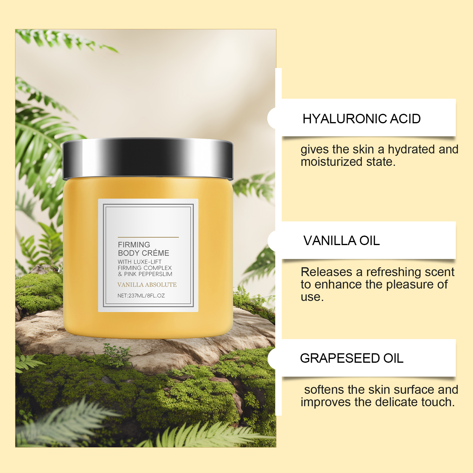 Vanilla Body Moisturizer Cream Mild Hydrate Smooth Soft Fresh Light Floral Skin Care Full Body