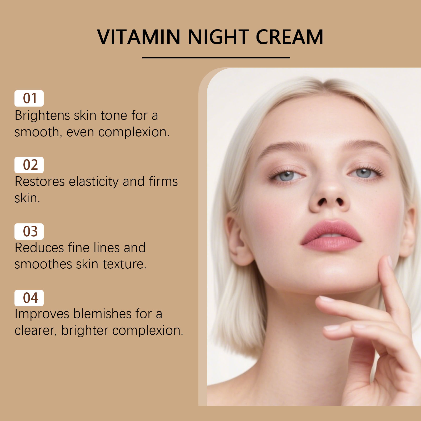 Vitamin Night Cream Hydrating Moisturizing Lightweight Easy Absorbed Tender Care Brightening For Facial Skin