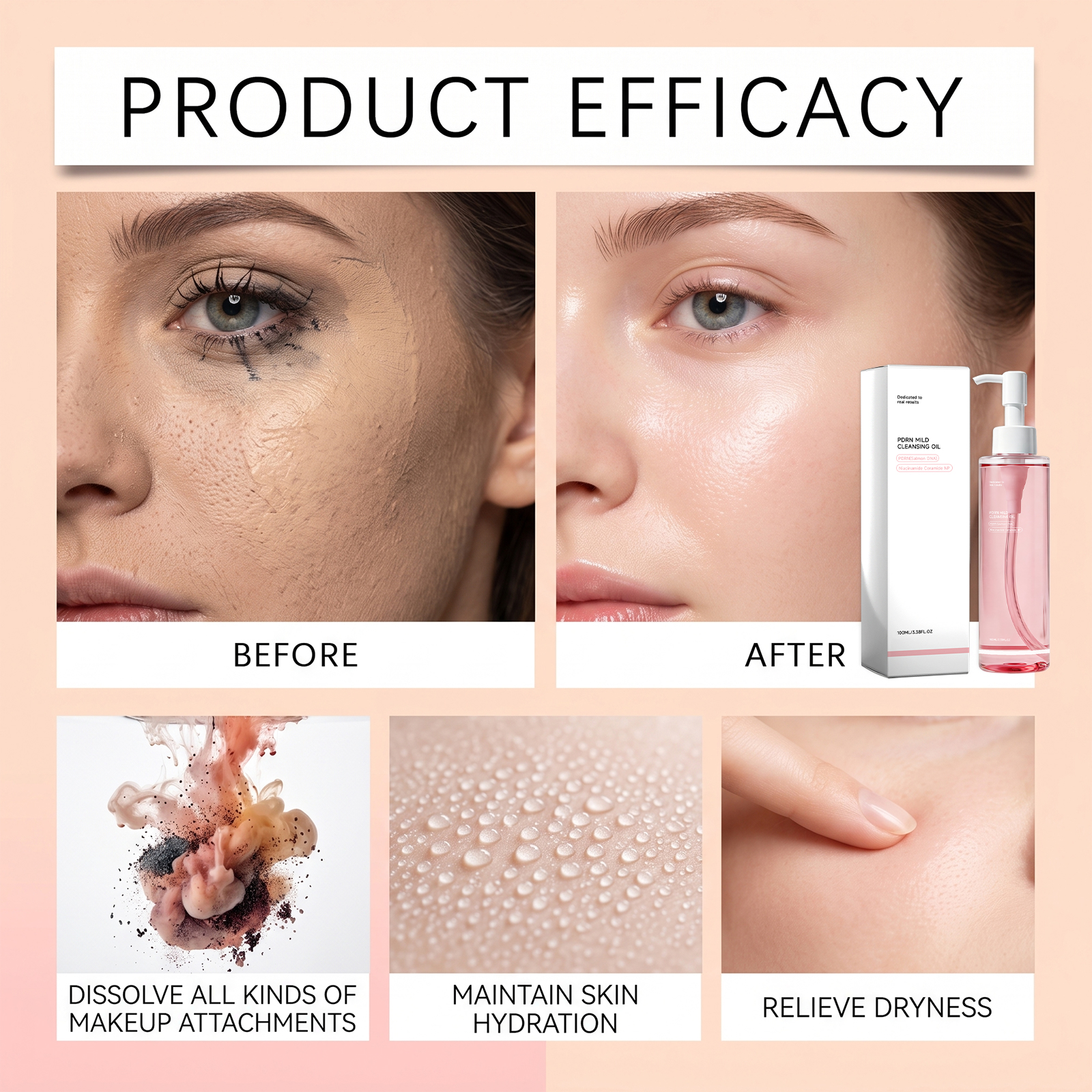 Mild Cleansing Oil Gentle Dissolve Makeup Hydrating Refreshing Soft Texture Easy Rinse Clean Facial Skin