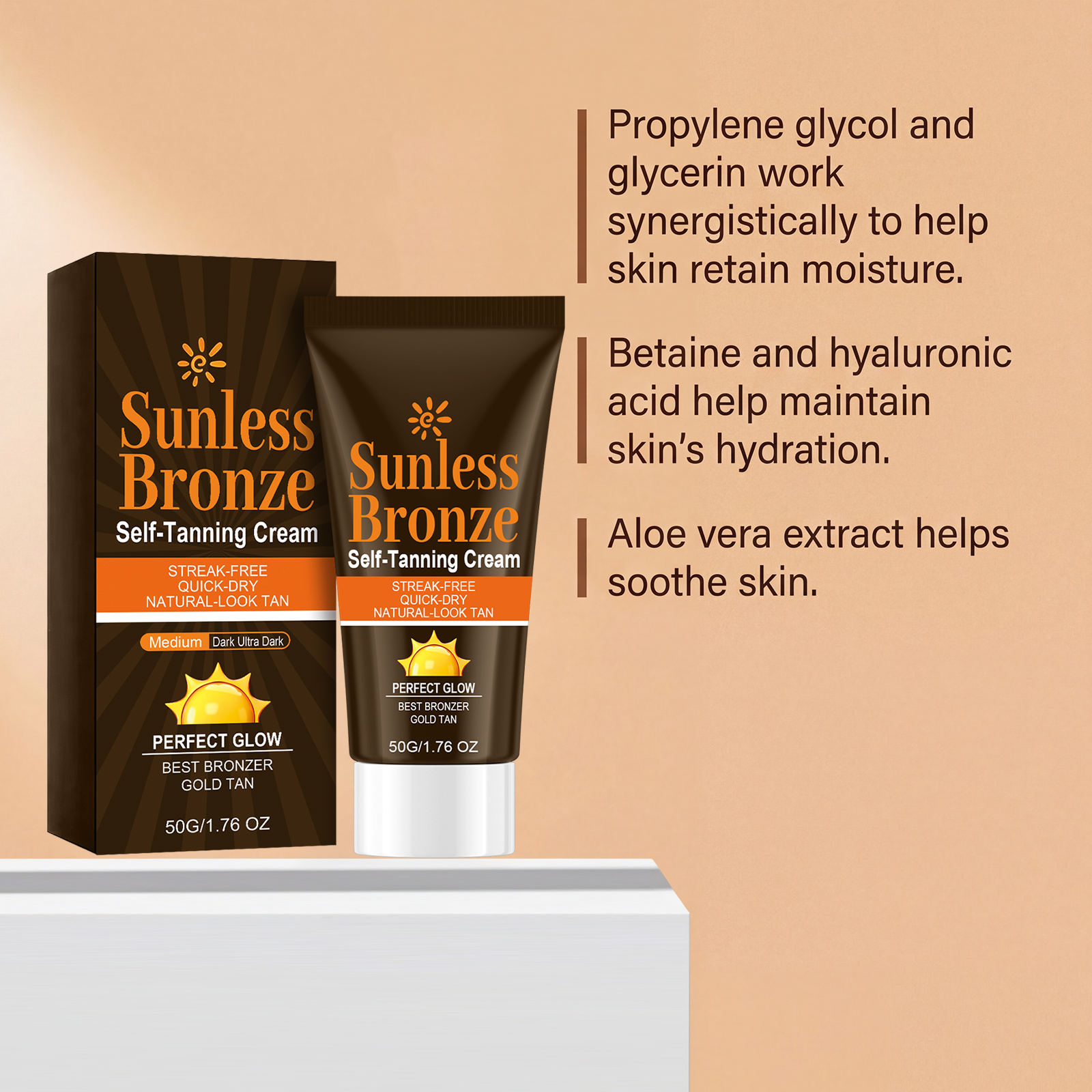 Self Tanning Cream Create Natural Bronze Wheat Skin Summer Even Bright Skin Light Smooth Texture