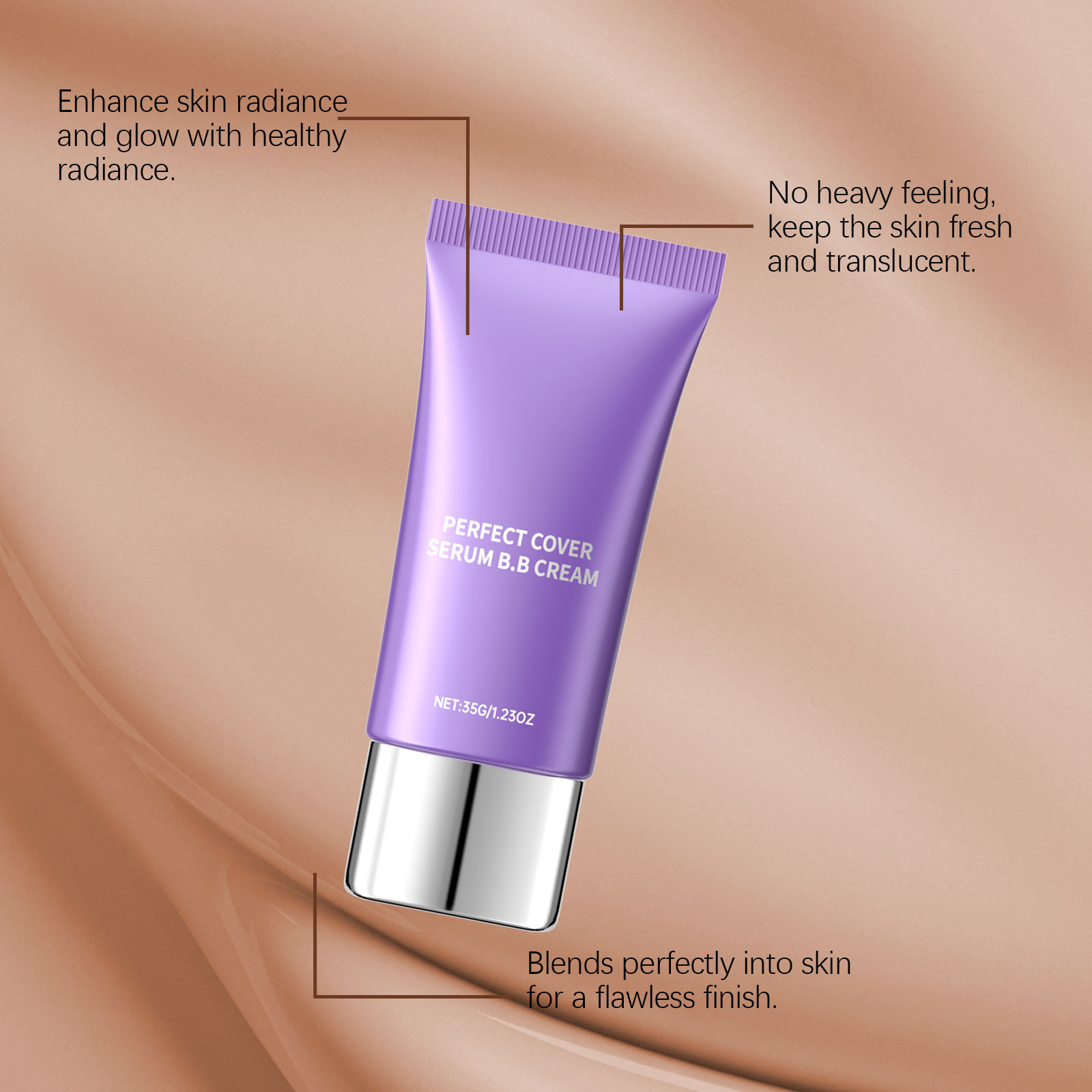 (Deep Skin Tone) Natural Color Moisturizing Essence Bb Cream Lightweight Hydrating Matte Translucent Suitable For Oily And Dry Skin Portable Facial Base