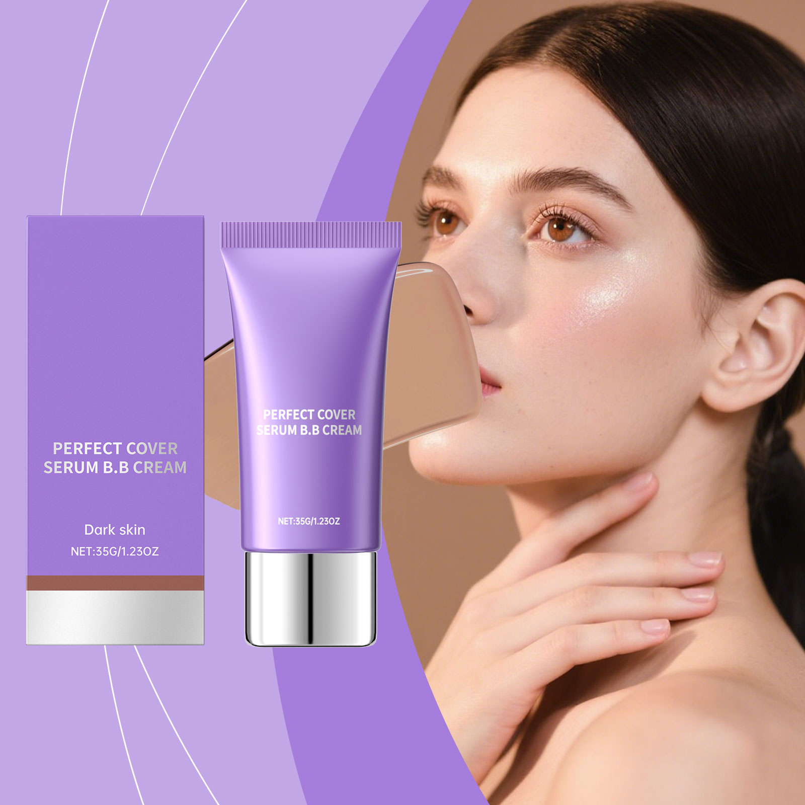 (Deep Skin Tone) Natural Color Moisturizing Essence Bb Cream Lightweight Hydrating Matte Translucent Suitable For Oily And Dry Skin Portable Facial Base