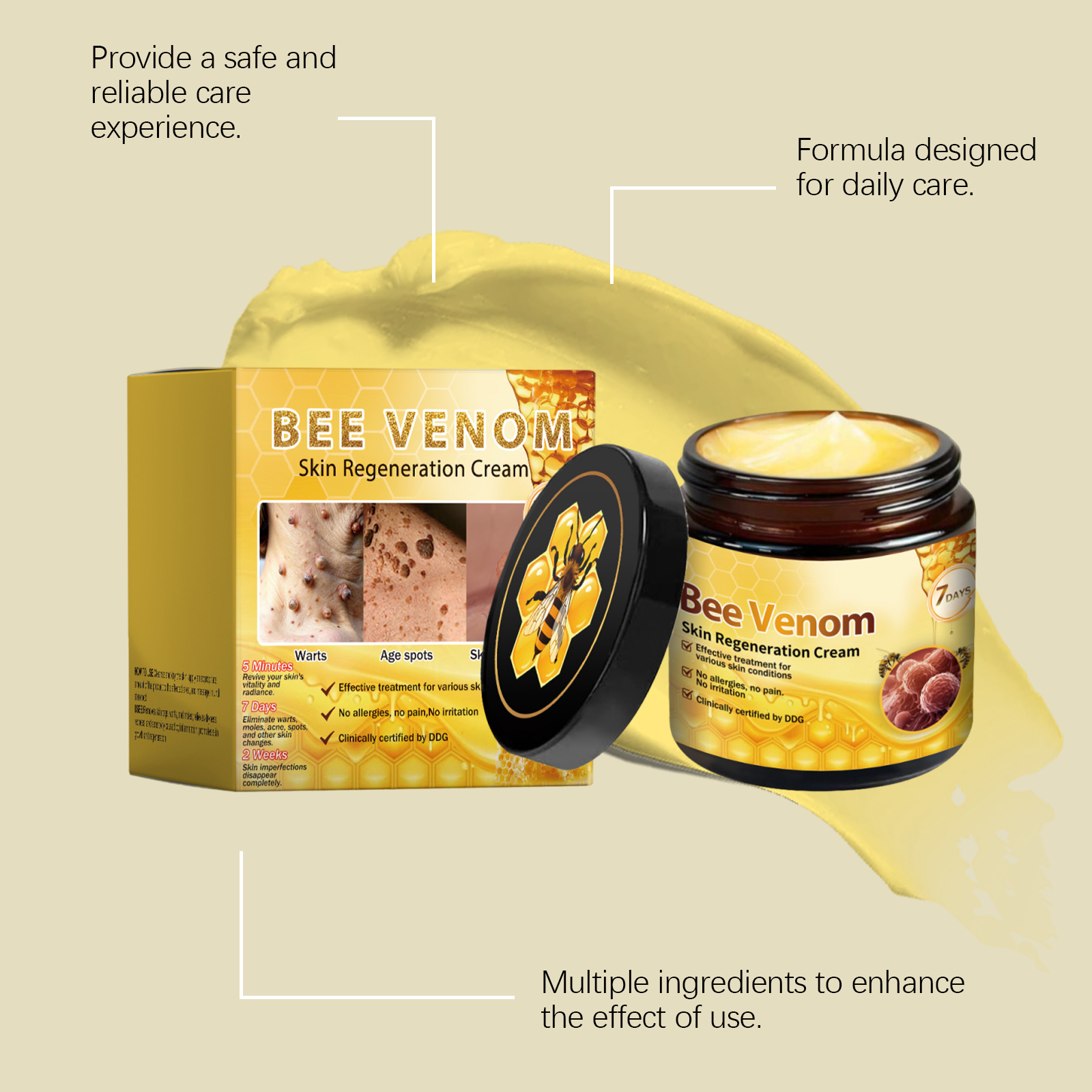 Bee Venom Skin Care Cream Body Skin Cleaning Remove Warts Smooth Skin Care Ointment
