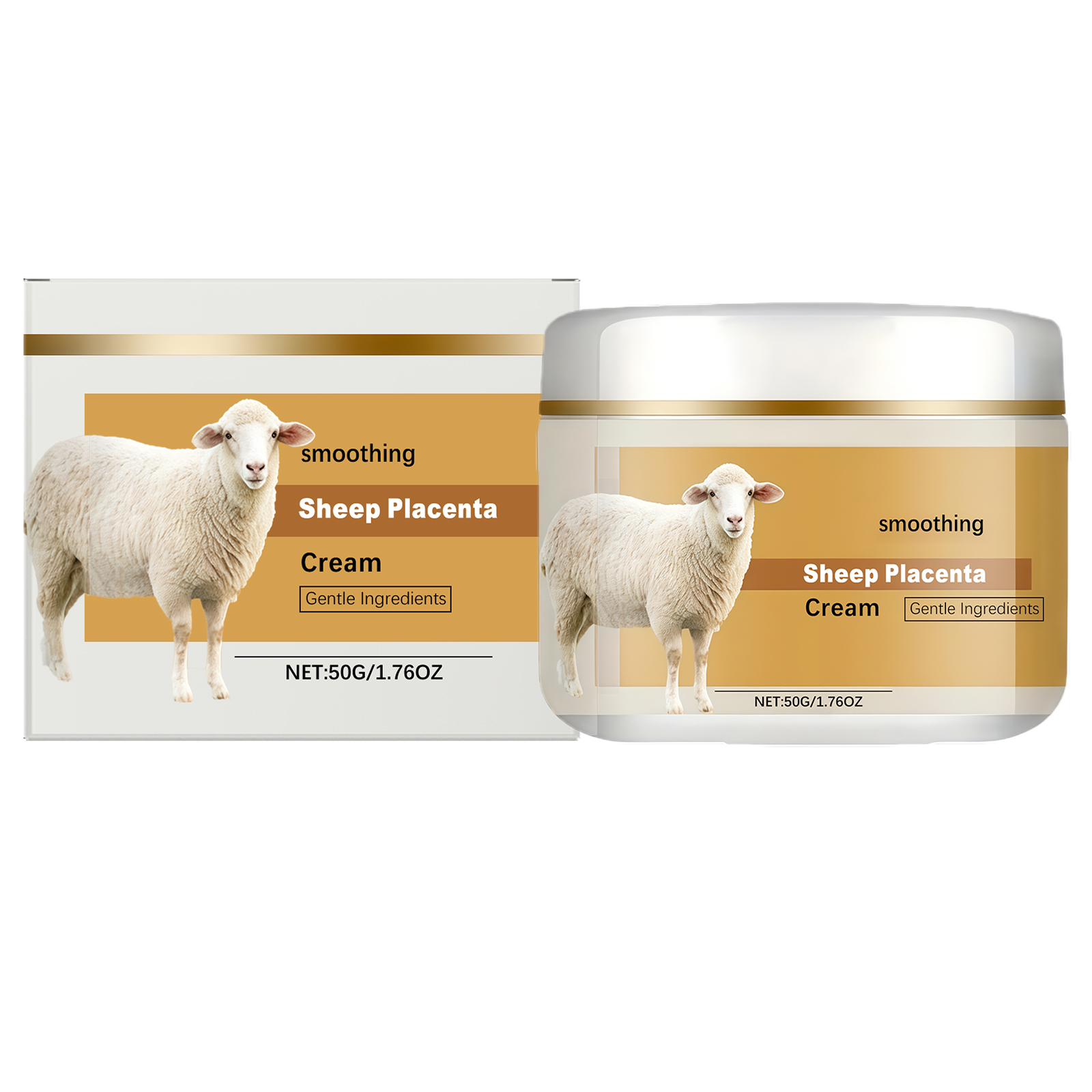 Placenta Extract Moisturizing Cream Mild Formula Daily Care Facial Skin Hydrated Delicate Smooth Bright Complexion