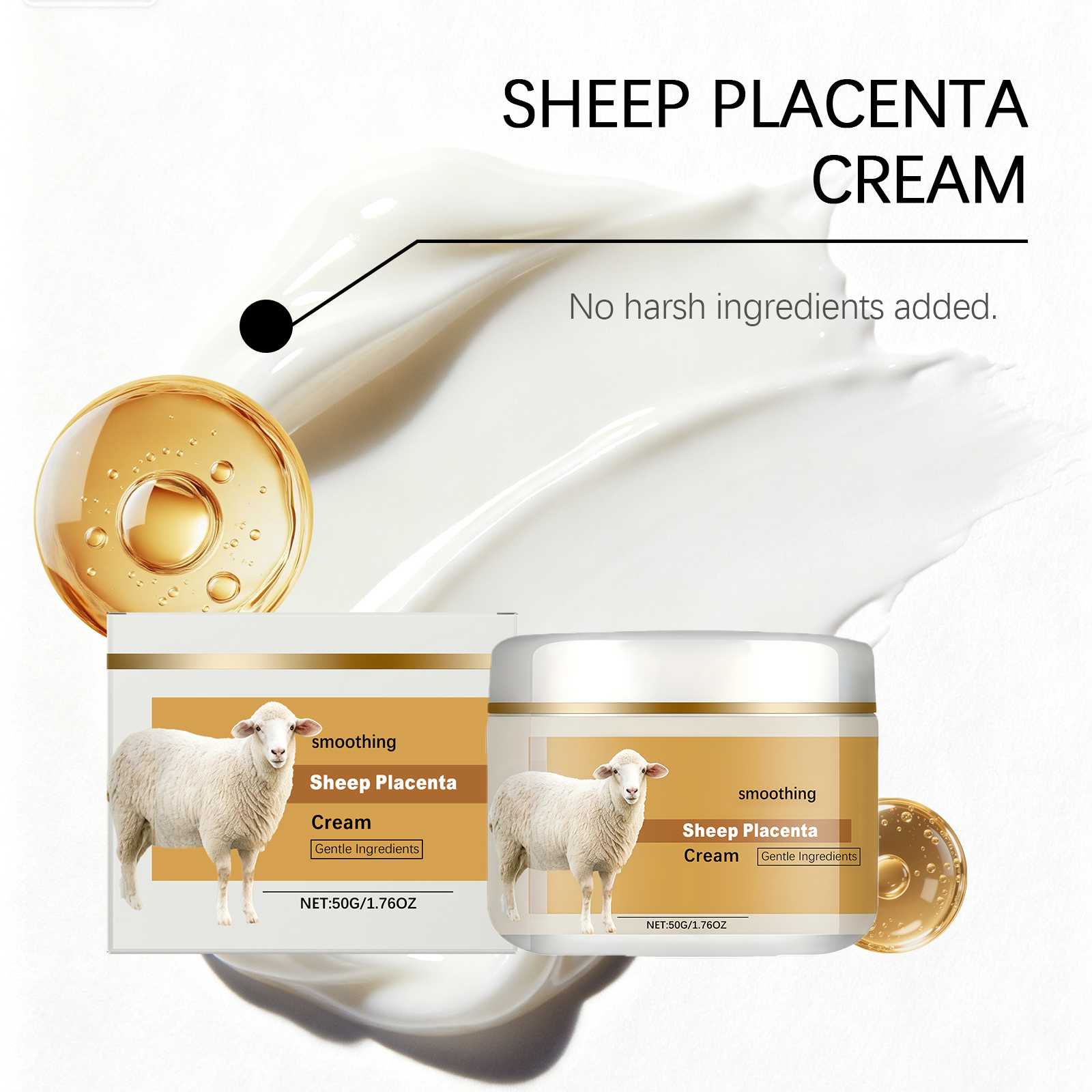 Placenta Extract Moisturizing Cream Mild Formula Daily Care Facial Skin Hydrated Delicate Smooth Bright Complexion
