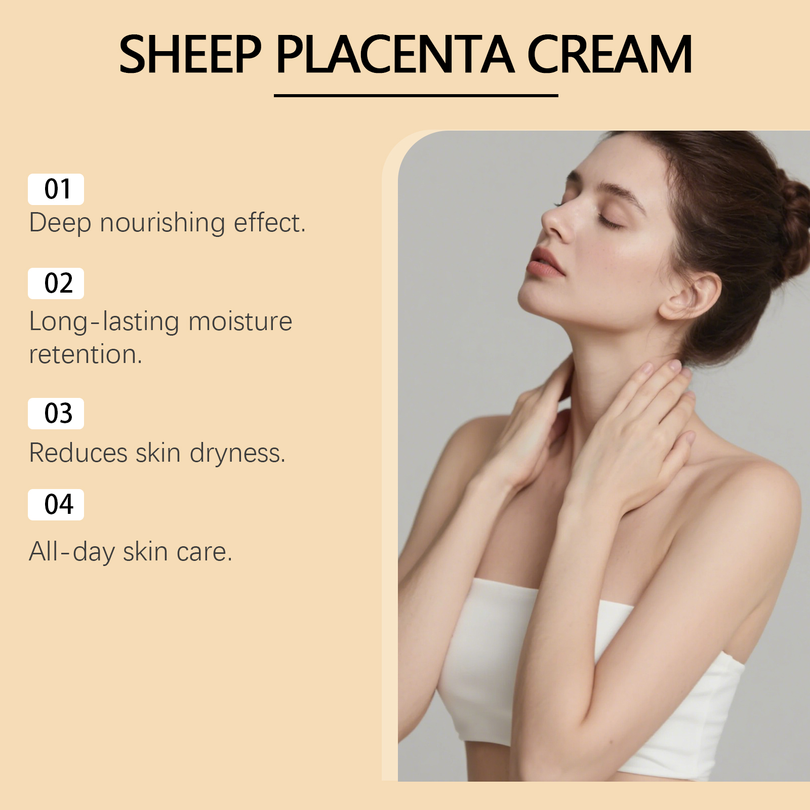 Placenta Extract Moisturizing Cream Mild Formula Daily Care Facial Skin Hydrated Delicate Smooth Bright Complexion