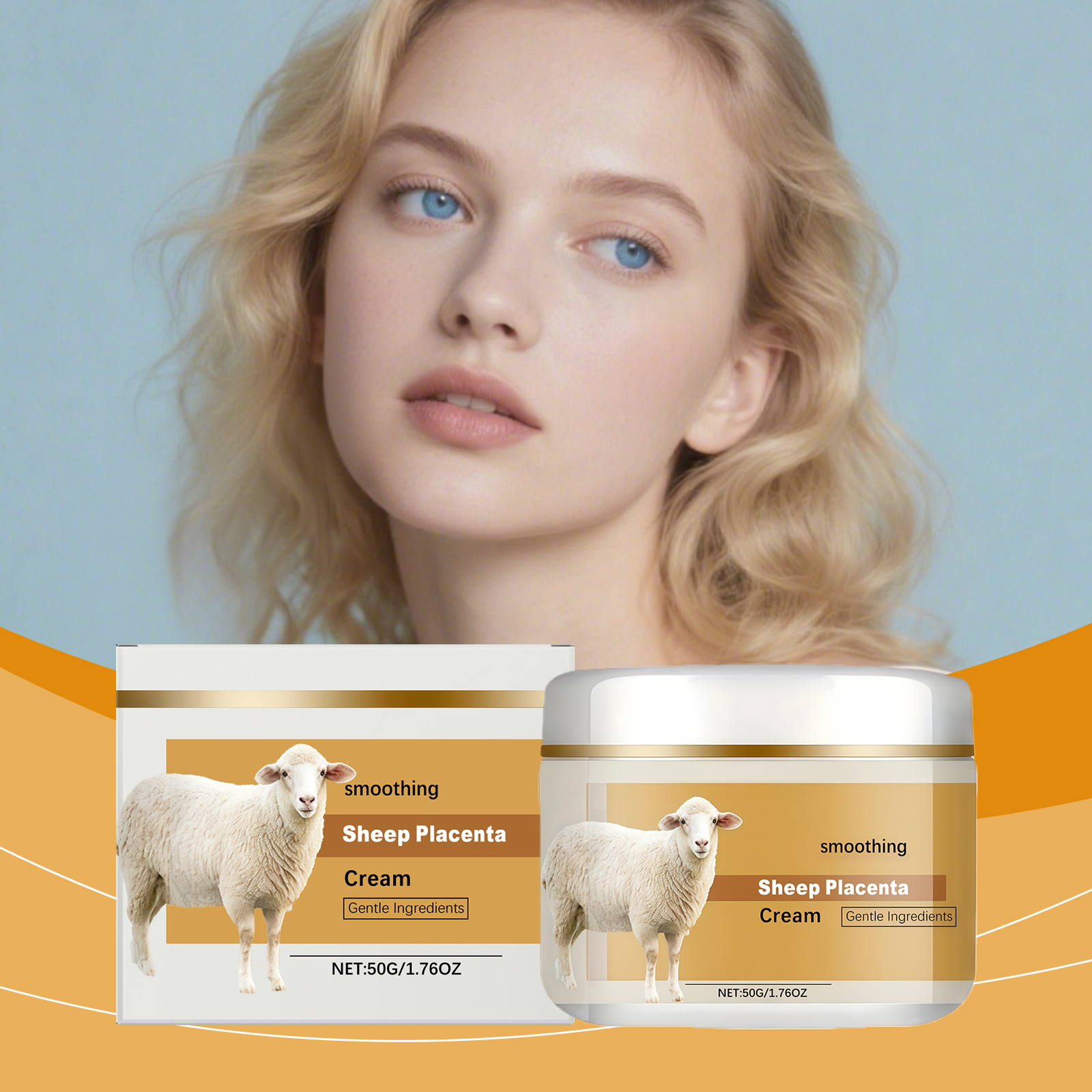 Placenta Extract Moisturizing Cream Mild Formula Daily Care Facial Skin Hydrated Delicate Smooth Bright Complexion