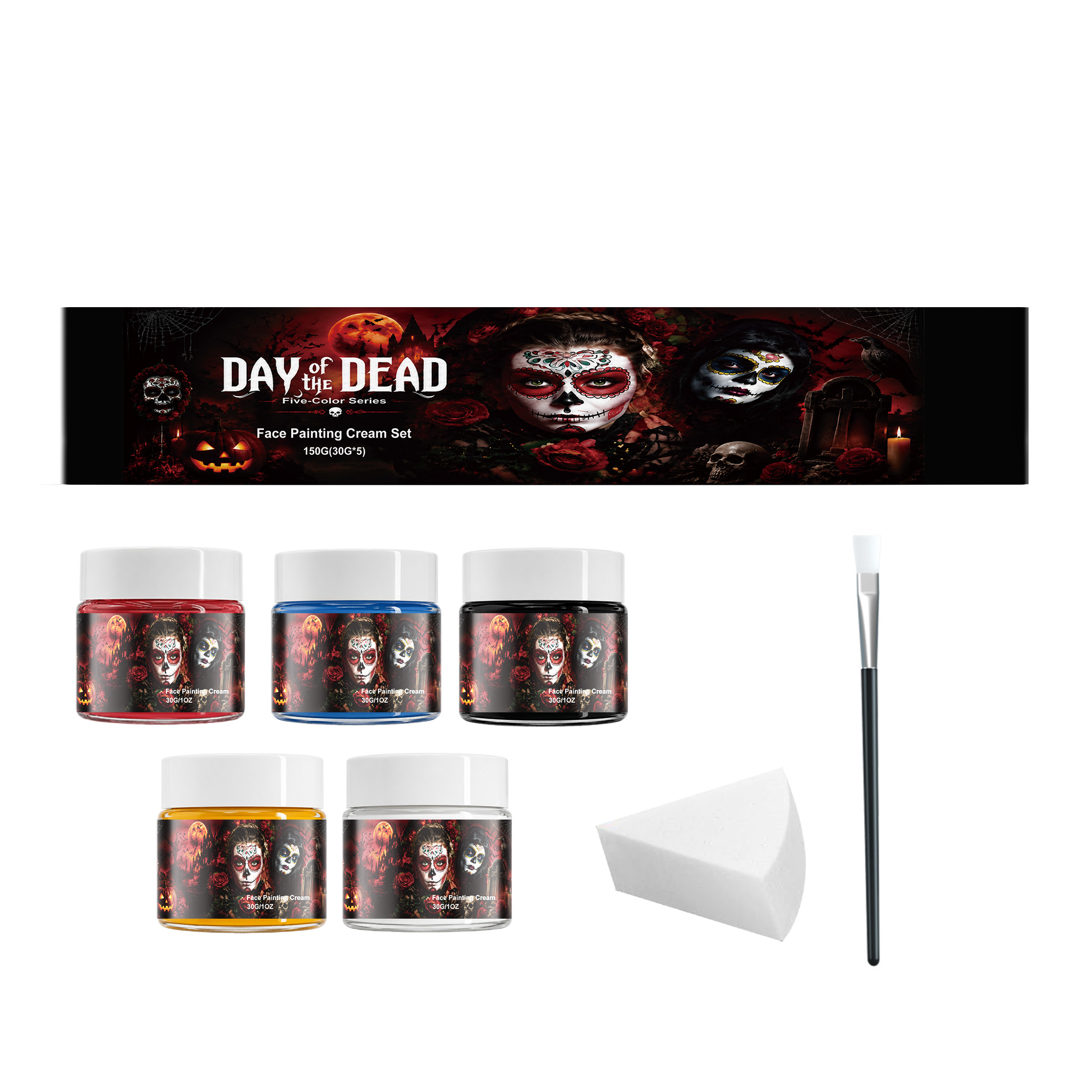 Halloween Facial Five Color Paint Set Skeleton Makeup Grease Stage Special Effect Cosmetic Festival Dress Supply