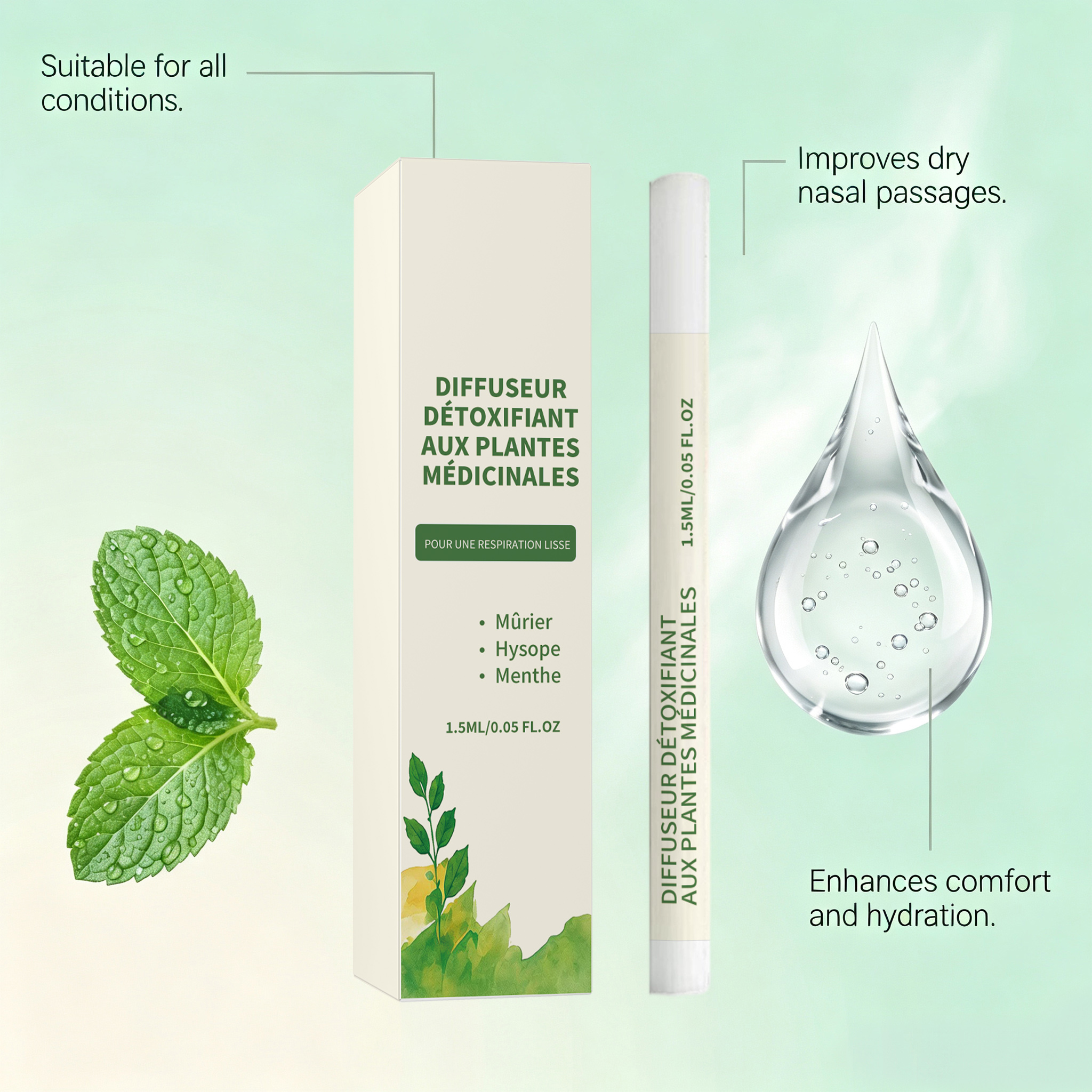 Herbal Aroma Inhalation Stick Mild Ingredients Moisturize Body Comfort Fresh Daily Portable Compact Care Wand