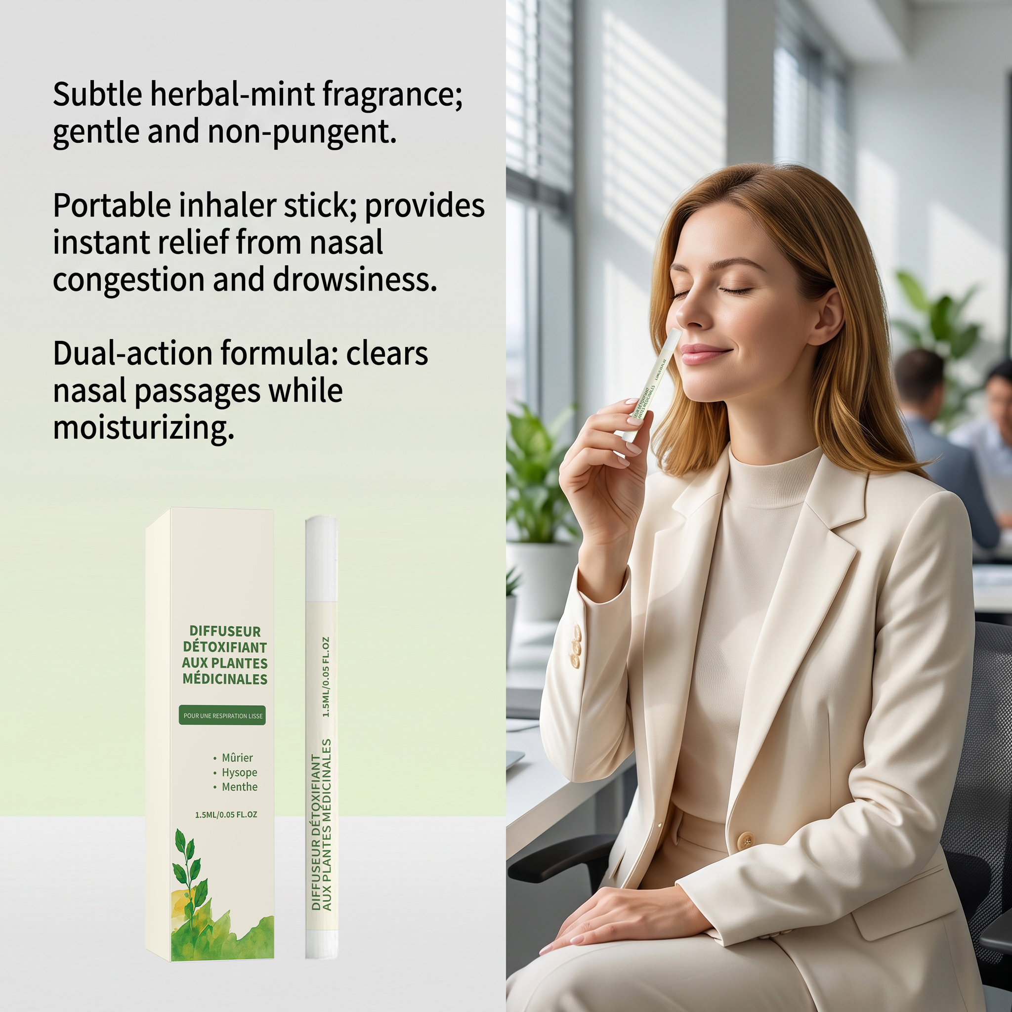 Herbal Aroma Inhalation Stick Mild Ingredients Moisturize Body Comfort Fresh Daily Portable Compact Care Wand