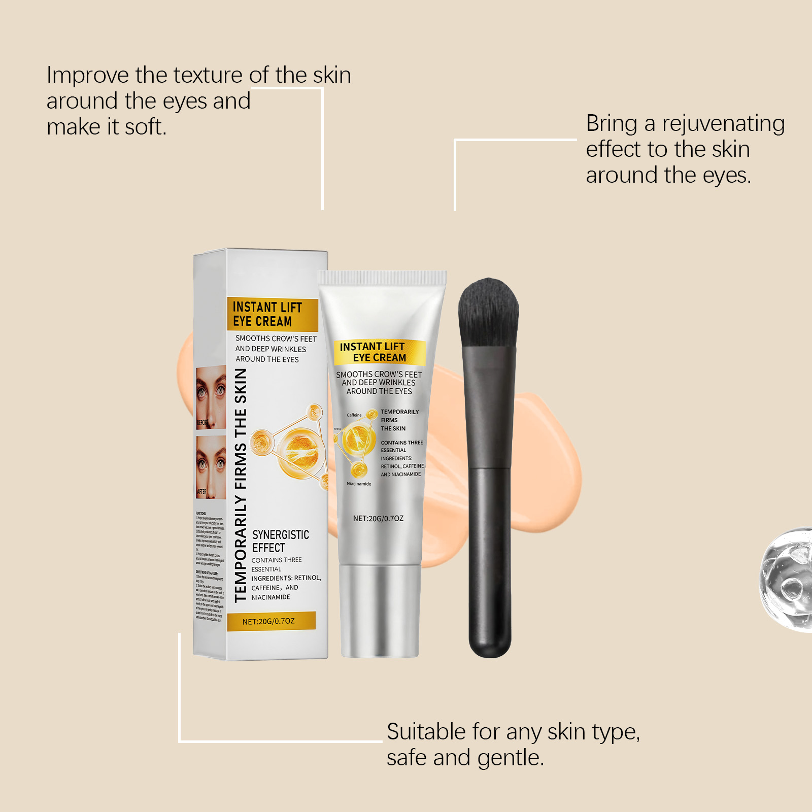 Eye Cream Hydrous Light Texture Daily Mild Moisturizing Delicate Soft Hydrate Eye Skin Care Balm