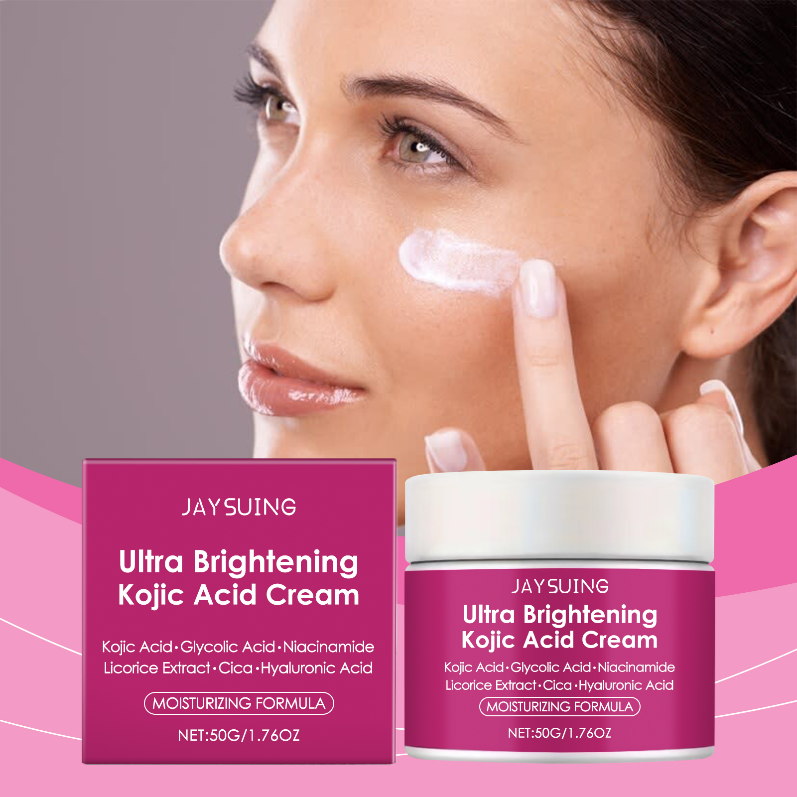 Kojic Acid Moisturizing Cream Protect Delicate Facial Skin Brighten Complexion Lock Moisture Nourish Complexion