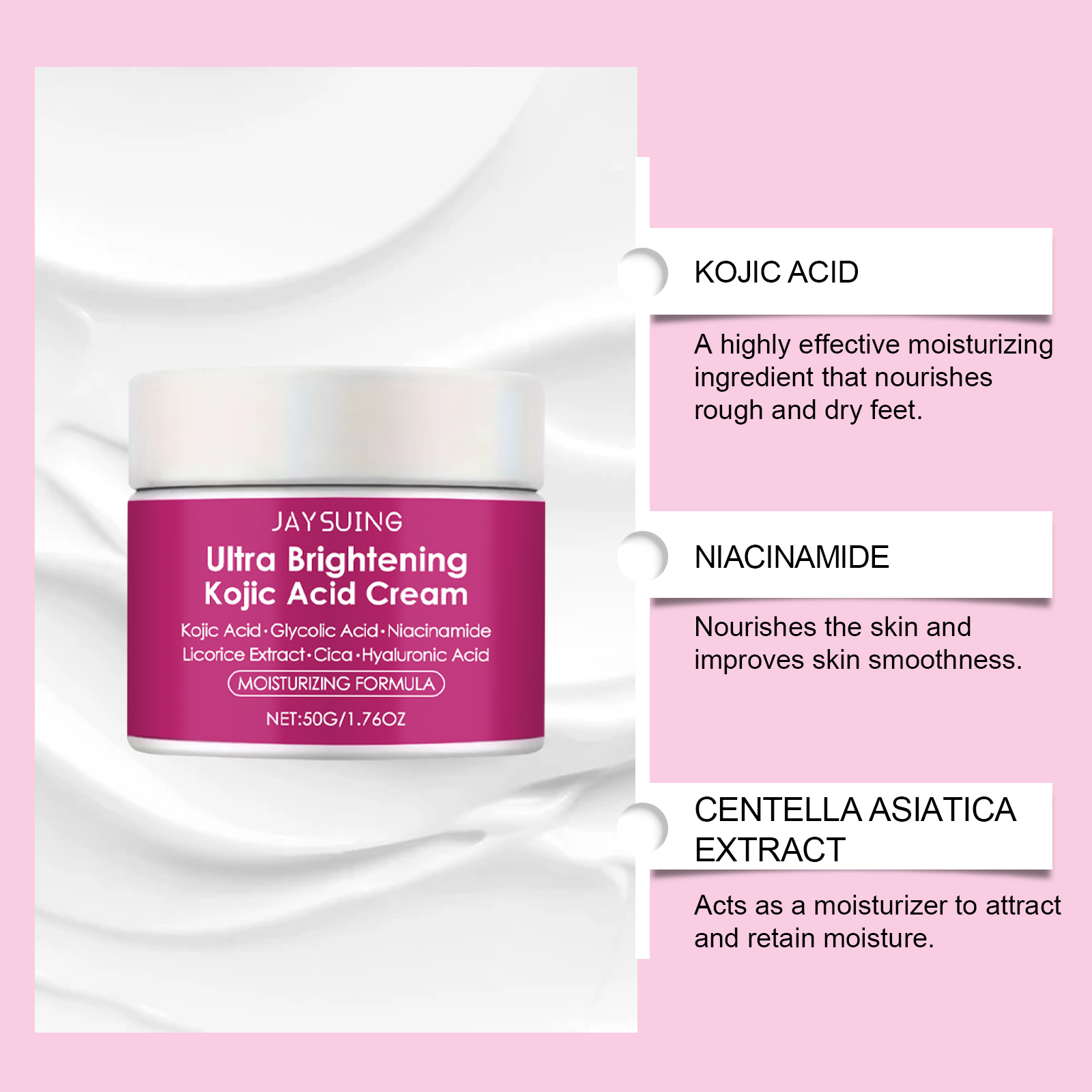 Kojic Acid Moisturizing Cream Protect Delicate Facial Skin Brighten Complexion Lock Moisture Nourish Complexion