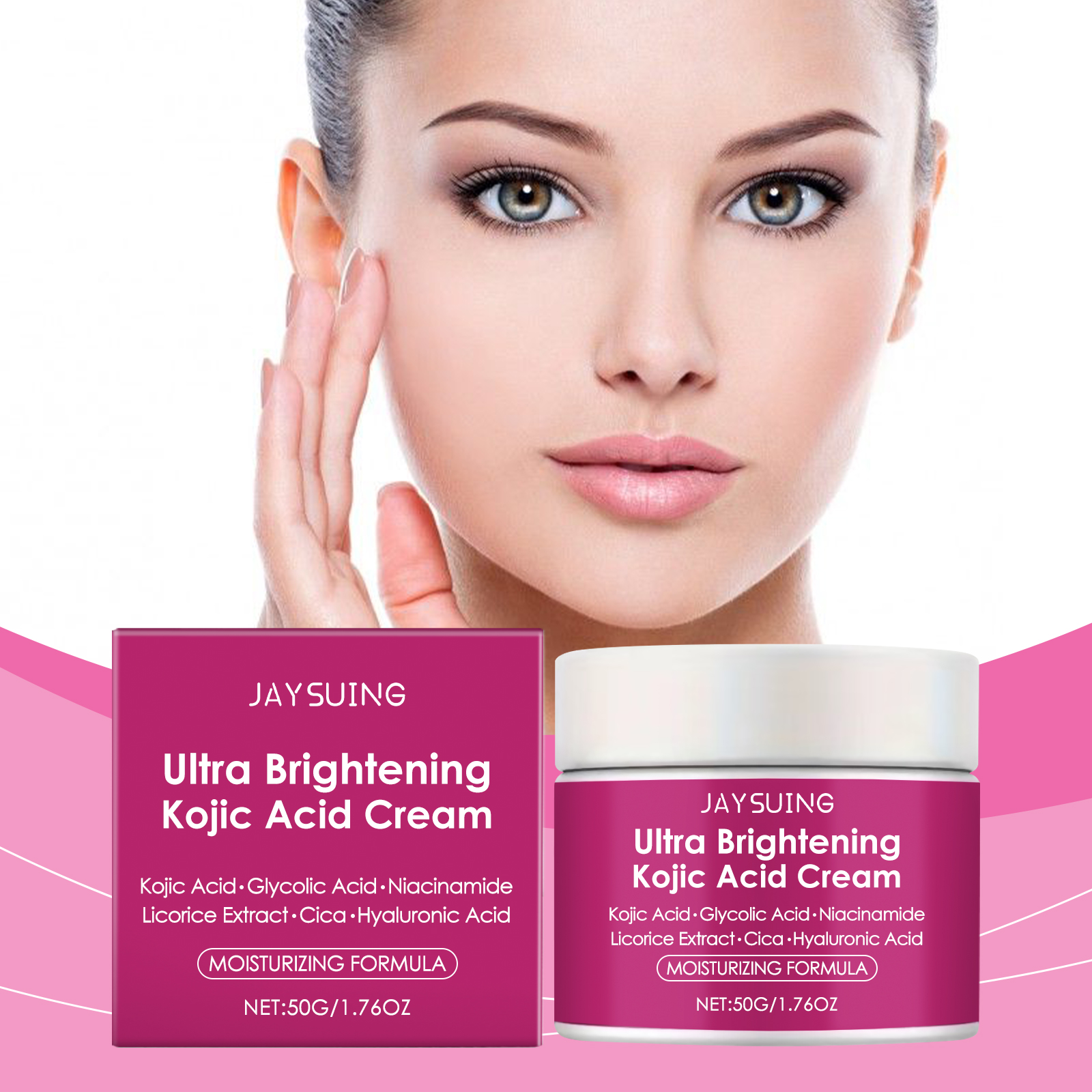 Kojic Acid Moisturizing Cream Protect Delicate Facial Skin Brighten Complexion Lock Moisture Nourish Complexion