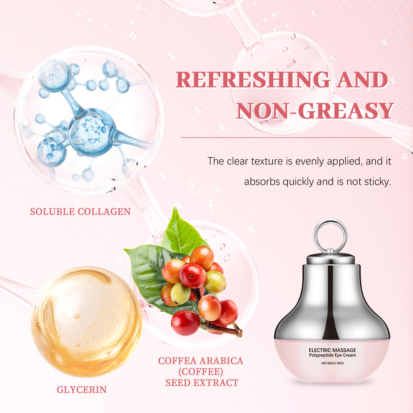 Electric Firming Massage Eye Cream Gentle Hydrating Refine Eye Skin Elastic Nourish Daily Moisturizing Lotion