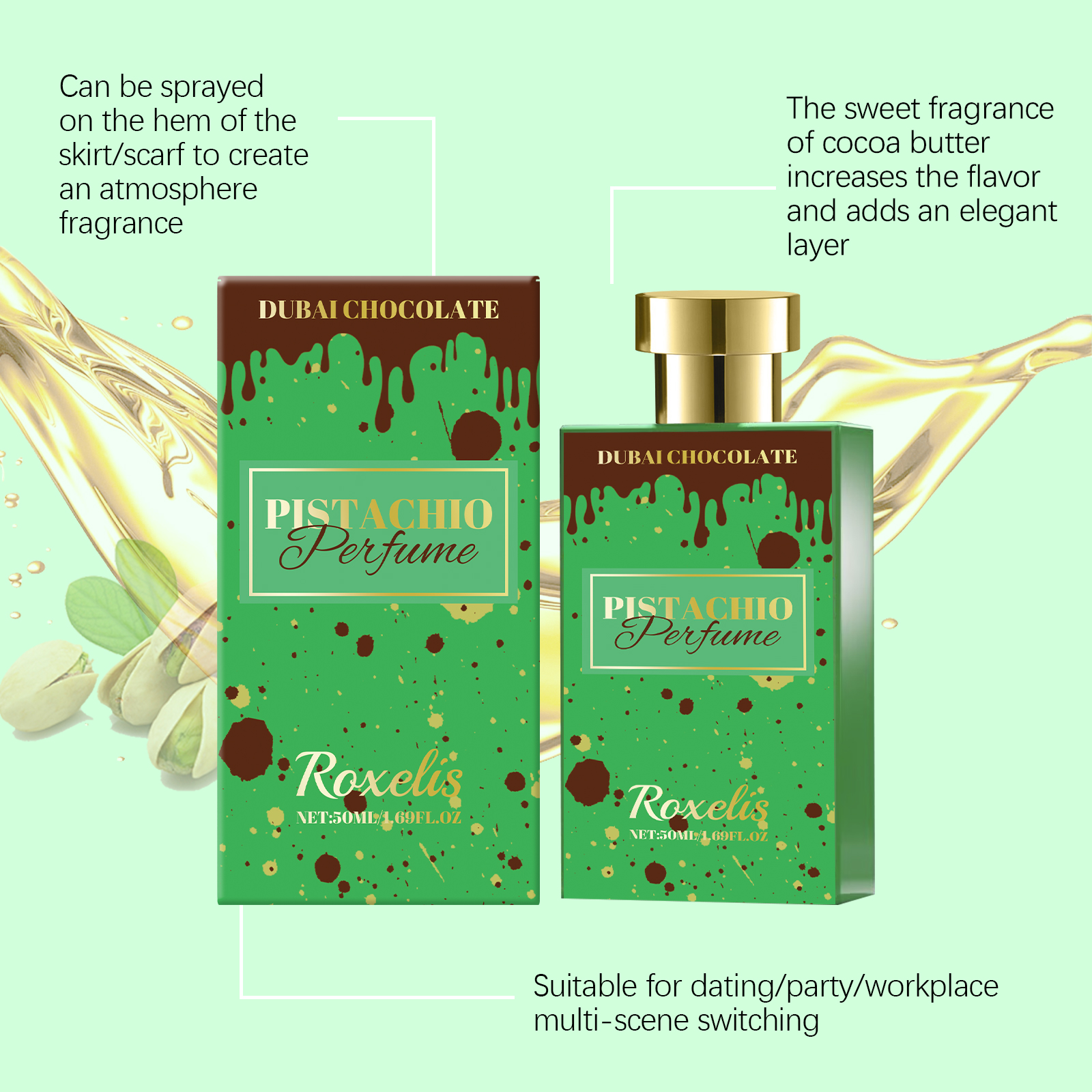 Pistachio Cocoa Perfume Vanilla Fruity Scent Long Lasting Premium Fresh Unisex Atmosphere Fragrance