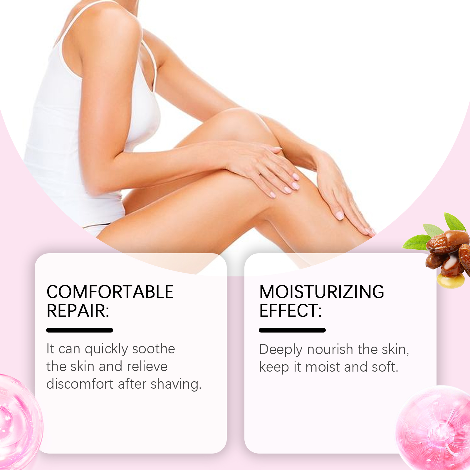 Strawberry Flavored Hair Removal After Shave Care Oil Mild Ingredients Moisturize Nourish Soothe Smooth Skin