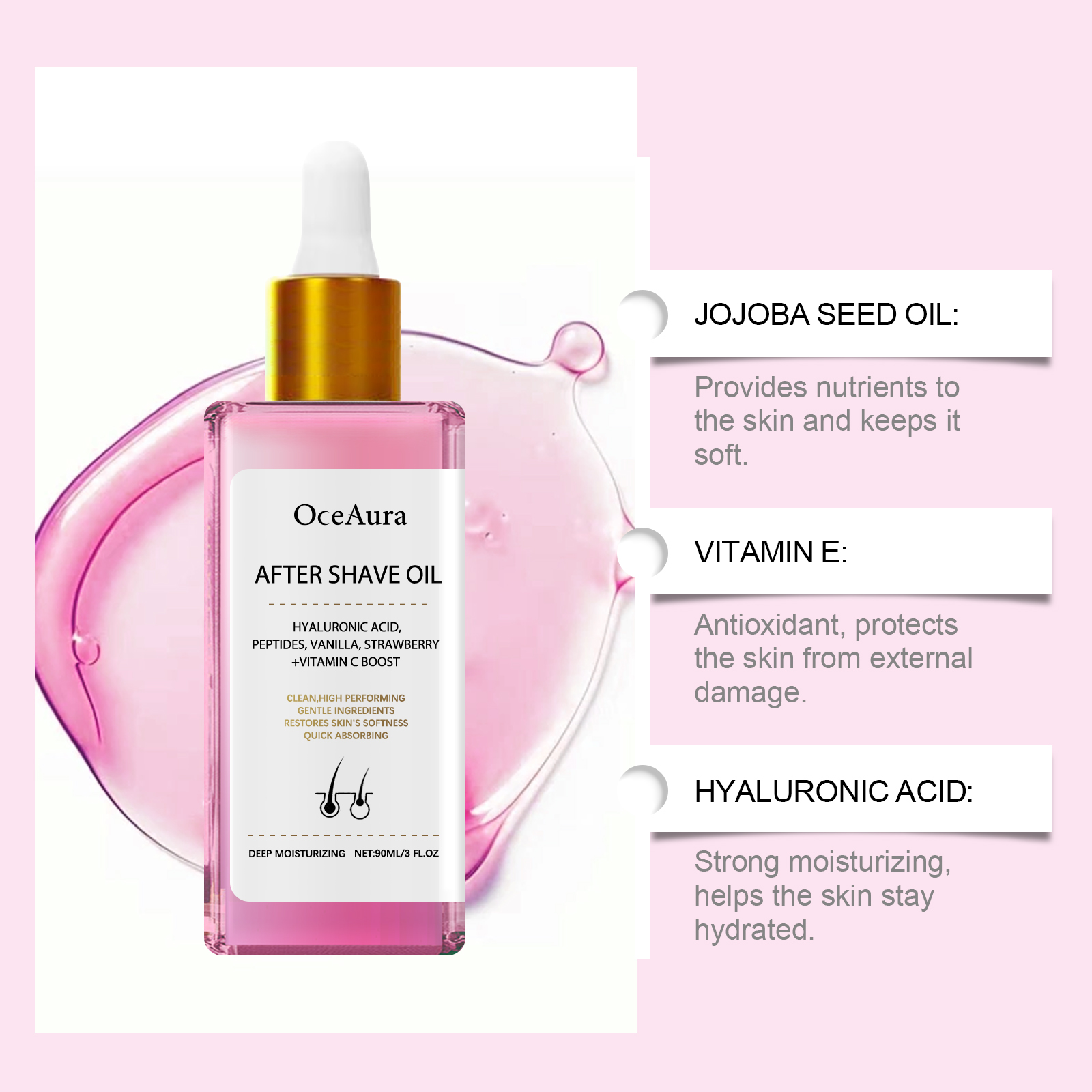 Strawberry Flavored Hair Removal After Shave Care Oil Mild Ingredients Moisturize Nourish Soothe Smooth Skin