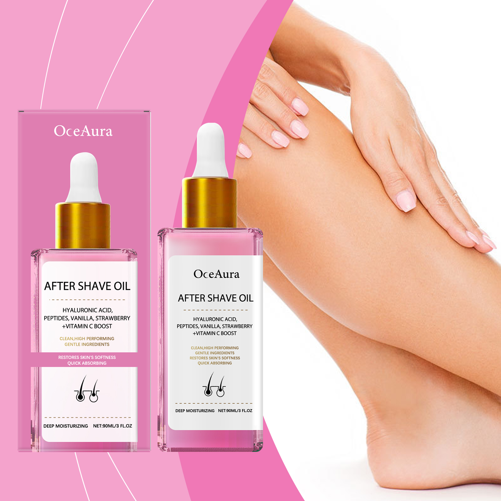 Strawberry Flavored Hair Removal After Shave Care Oil Mild Ingredients Moisturize Nourish Soothe Smooth Skin