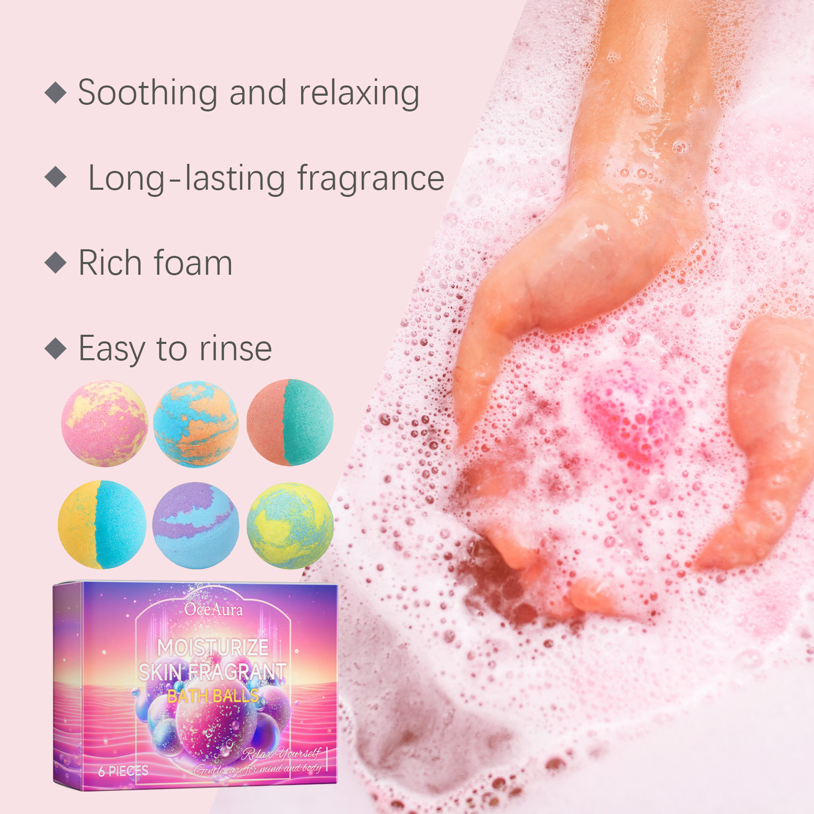 Bath Bomb Bubble Bath Moisturizing Floral Scent Deep Cleansing Relaxing Soak For Skin Refreshment And Comfort 1 PCS
