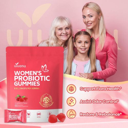 (Pack of 4) Cranberry Probiotic Gummies Targeting Body Odor Womens Health and Body Balance Vegan 60 Gummies per Pack