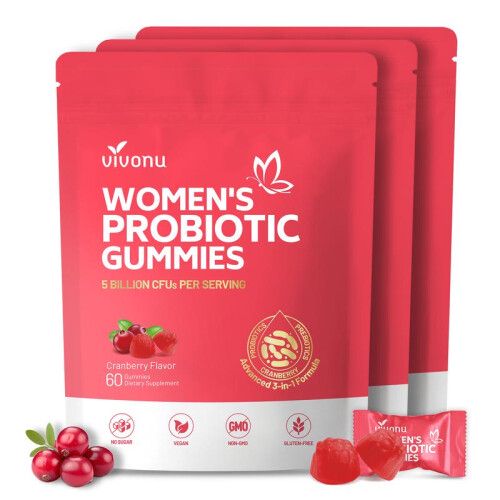 (Pack of 4) Cranberry Probiotic Gummies Targeting Body Odor Womens Health and Body Balance Vegan 60 Gummies per Pack