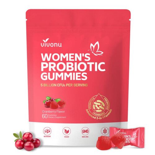 (Pack of 4) Cranberry Probiotic Gummies Targeting Body Odor Womens Health and Body Balance Vegan 60 Gummies per Pack