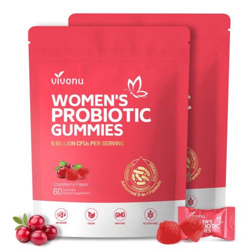 (Pack of 4) Cranberry Probiotic Gummies Targeting Body Odor Womens Health and Body Balance Vegan 60 Gummies per Pack