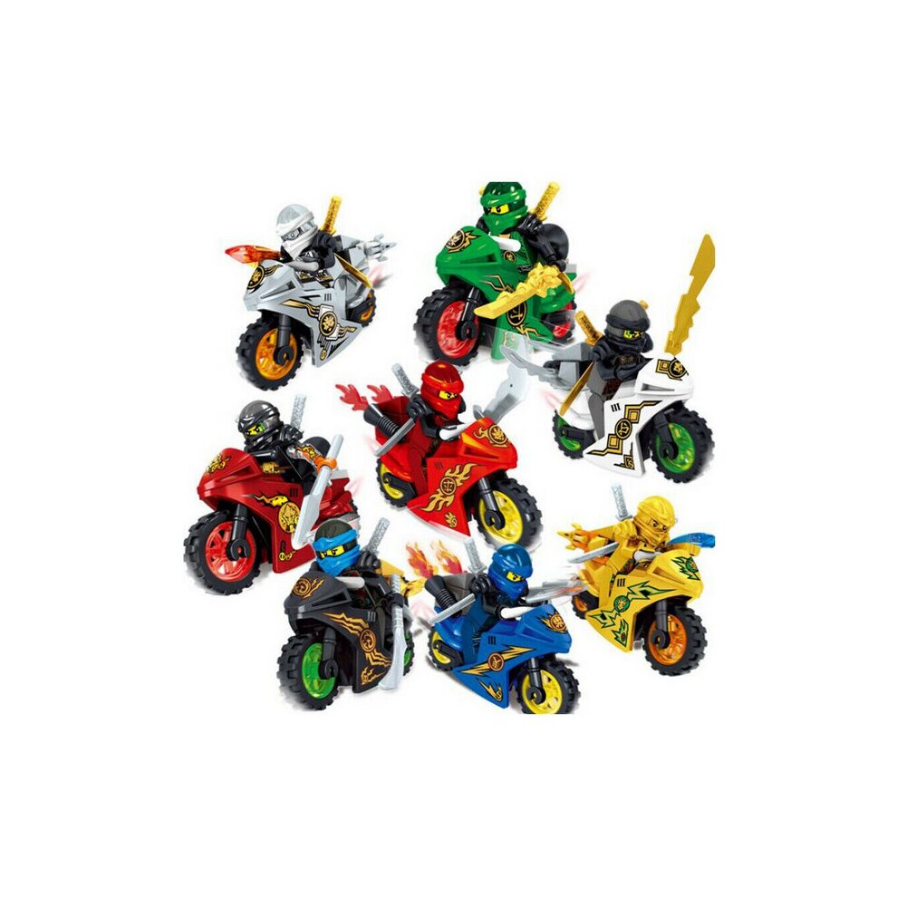 8Pcs Ninjago Motorcycle Minifigures Ninja Mini Figures Fits Blocks Toy
