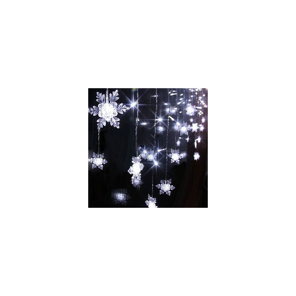 Christmas Curtain Fairy Lights 350cm 96 LEDs 8 Modes Flashing Snowflakes Lights Window Xmas Wedding Party Decoration Home Garden Bedroom Indoor Decor