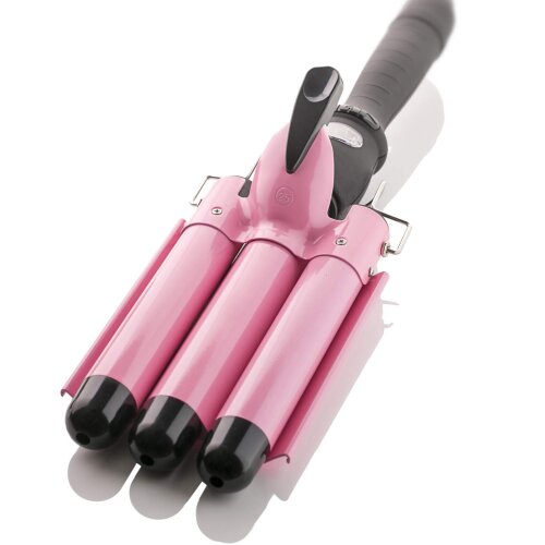 Alure Three Barrel Curling Iron Wand with LCD Temperature Display - 1 Inch Ceramic Tourm