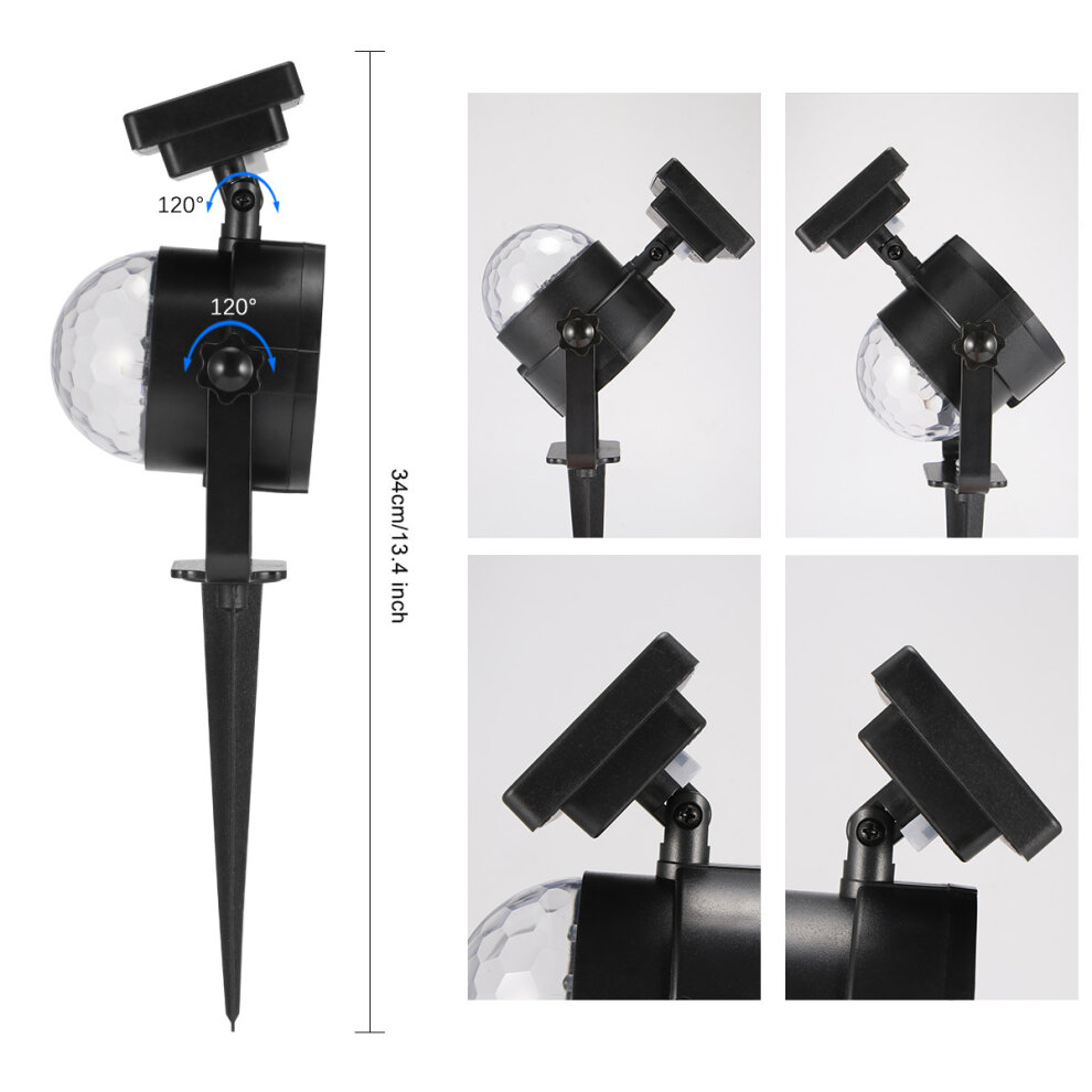 Solar LED Moving Colour Changing Rotating RGB Spotlight Garden Party Stage Light
