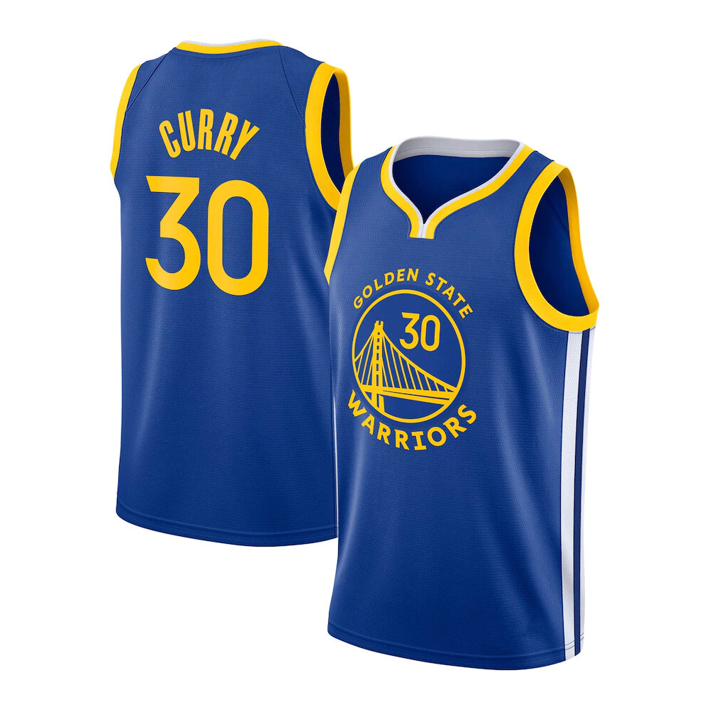 (3XL) Basketball Jersey Golden State Warriors Stephen Curry No.30 Loose Sleeveless Sports Shirt for Basketball Player Star Fans Kids Boys Childs Gifts Blue