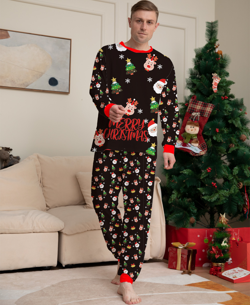 (6M Baby) Christmas Family Matching Pajamas Christmas Tree Santa Deer Print Adults Kids Family Matching Outfits Top and Pants 2PCS Xmas Sleepwear Pyjamas Baby Jumpsuit