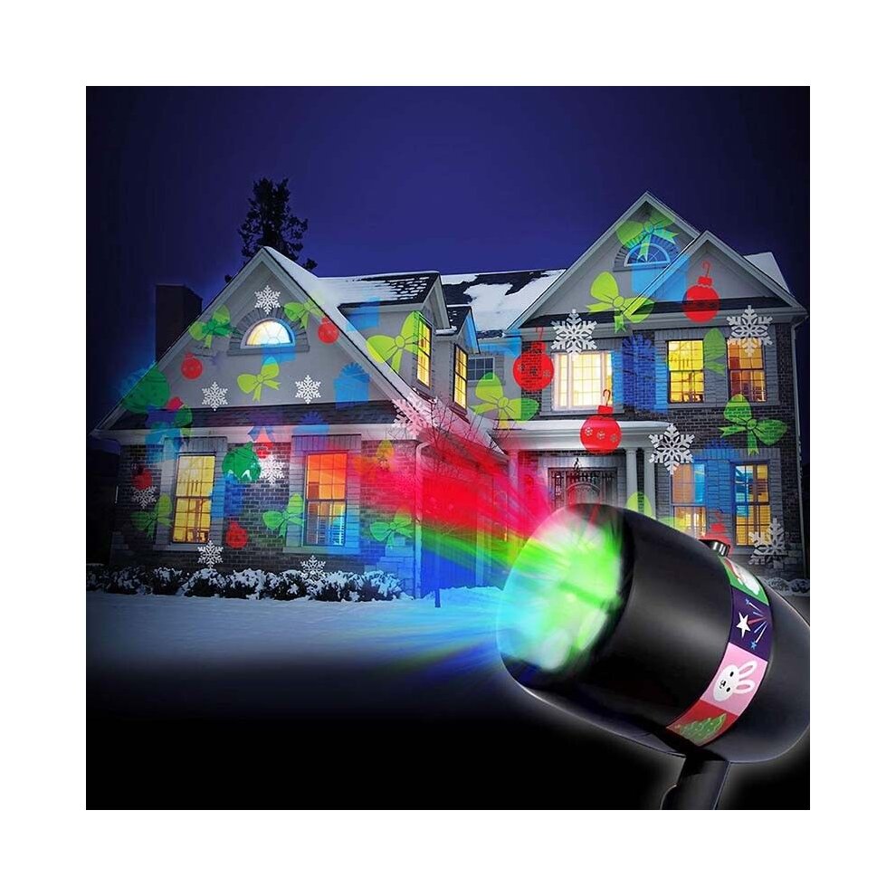 Christmas Projector Lights LED Projection Lamp with 12 HD Slides Patterns IP65 Waterproof Remote Control New Year Gift Easter Birthday Xmas Party Home Indoor Decorations