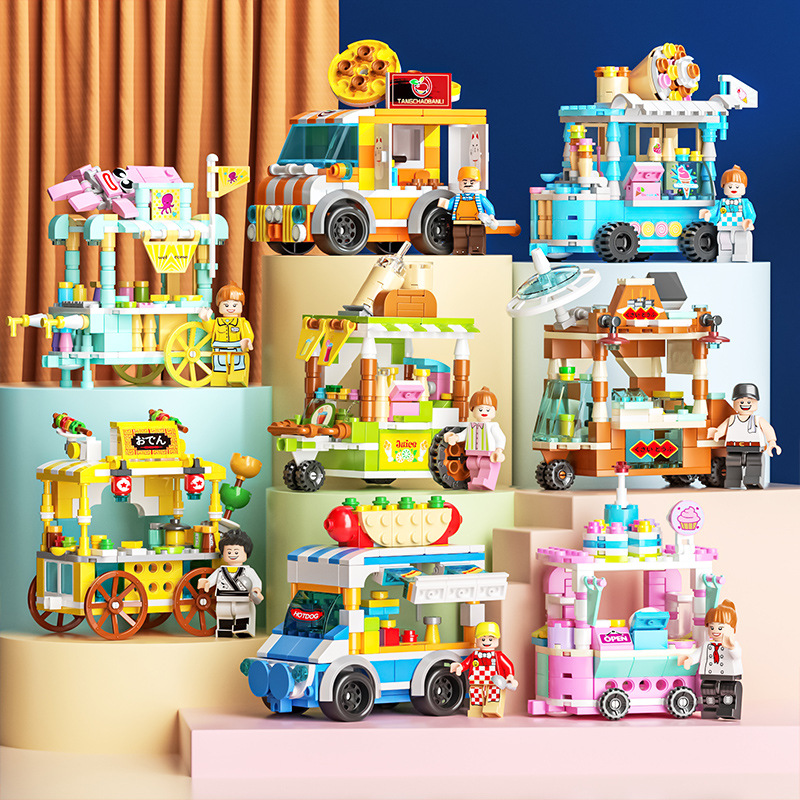(Ice cream) City Street View Building Blocks Model Building For Children Toys Education Building Bricks Toy Christmas Gifts Compatible with LEGO