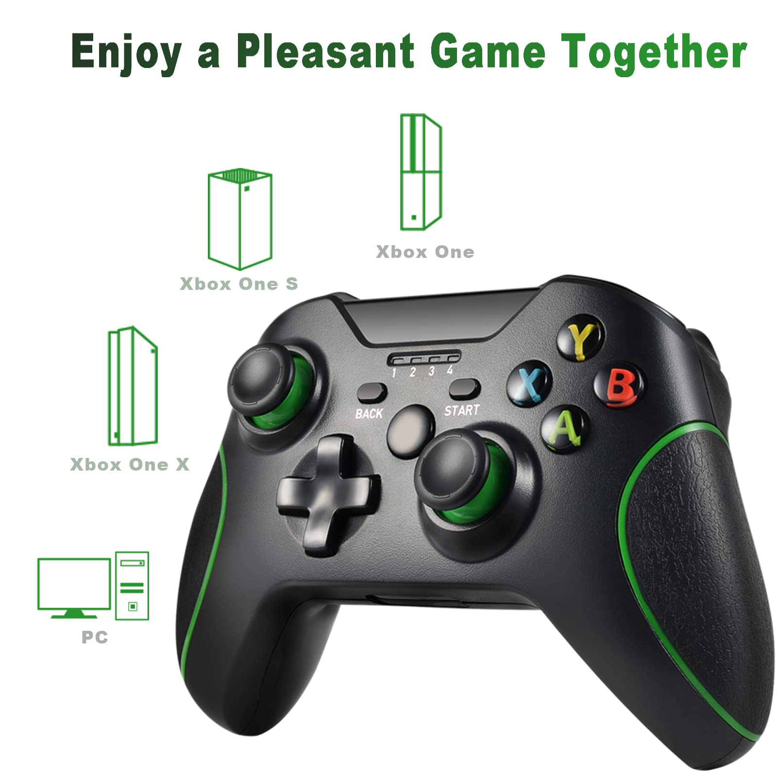 Wireless Controller for Xbox One 6-Axis Gamepad Enhanced Joystick Dual Vibration Joypad with 2.4G Adapter Compatible with Xbox One S X Elite PC Black