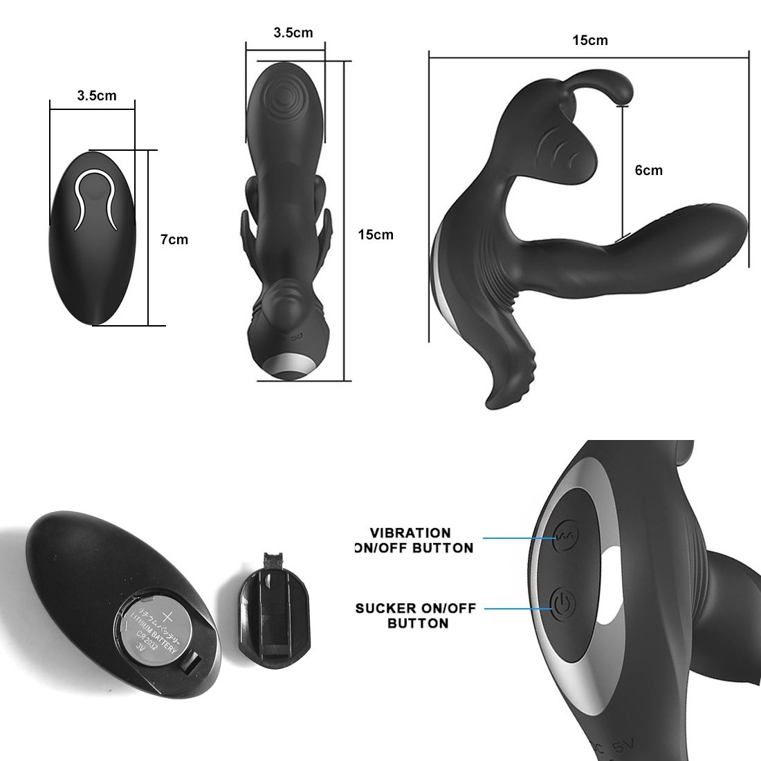 Prostate Vibrator Penis Dildo Male G-Spot Massage Device Massager Orgasm Masturbator Adult Sex Toys 7 Vibration Modes USB Rechargeable Remote Control