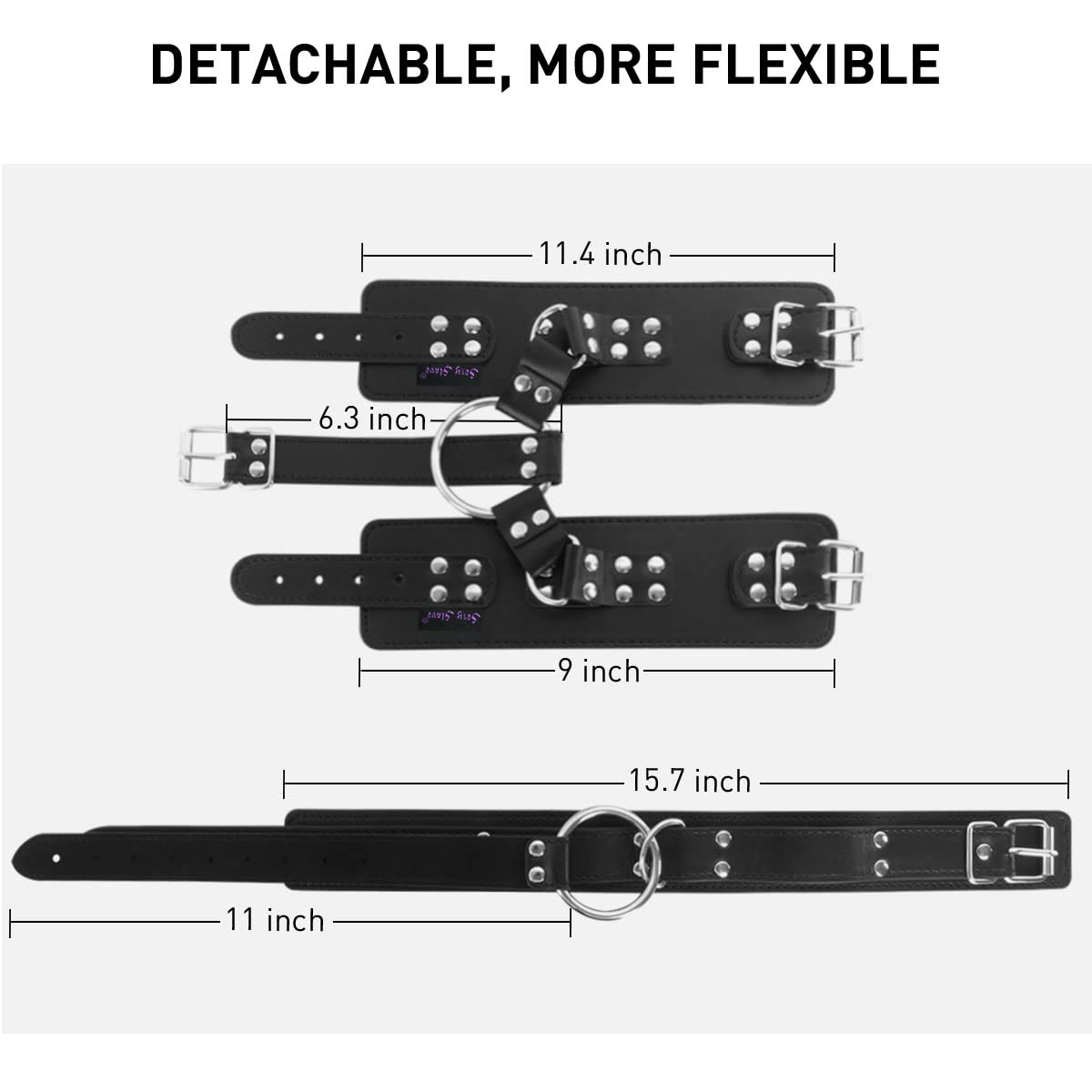 Neck to Wrist Restraints Kit Sexy Slave Frisky Behind Back Handcuffs Collar Adjustable Bondage Set for Beginner Couple SM Sex Game Tool BDSM Play Toys Black