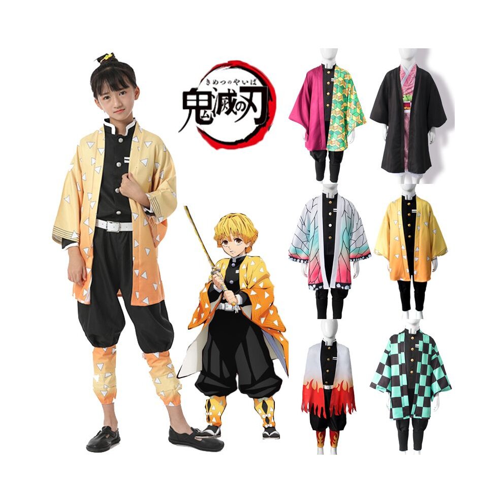 (Kamado Tanjiro 13~14 Years) Girls Boys Cosplay Costume Tanjiros Sister Cosplay Outfits Kid Halloween Kimono
