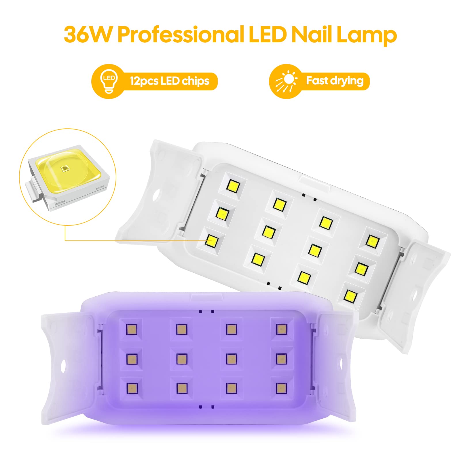 UV Nail Lamp 36W Mini Nail Polish Nail Dryer Portable USB LED  Manicure Light Folding Nail Curing Therapy Machine for Gel Polish Quick Drying Best for Girls Women Fit For Home Nail Salon