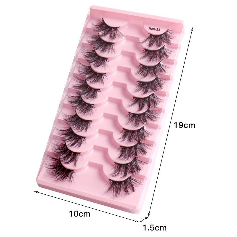 (Half~23) False Eyelashes Half Lashes Curl Faux Mink Lashes Fake Lashes Lightweight Fluffy Long Dramatic 10 Pairs Pack