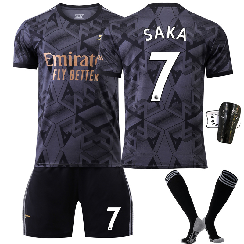 (16 Size) 2223 Arsenal Away Back No. 7 Saka Childrens Soccer Uniform Set