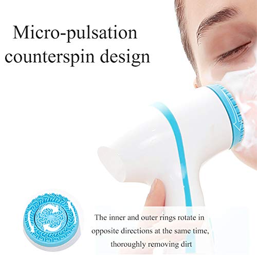 (Blue) Facial Cleansing Brush Silicone Electric Usb Cleaning Tools for Exfoliating And Blackhead Cleaning Pores