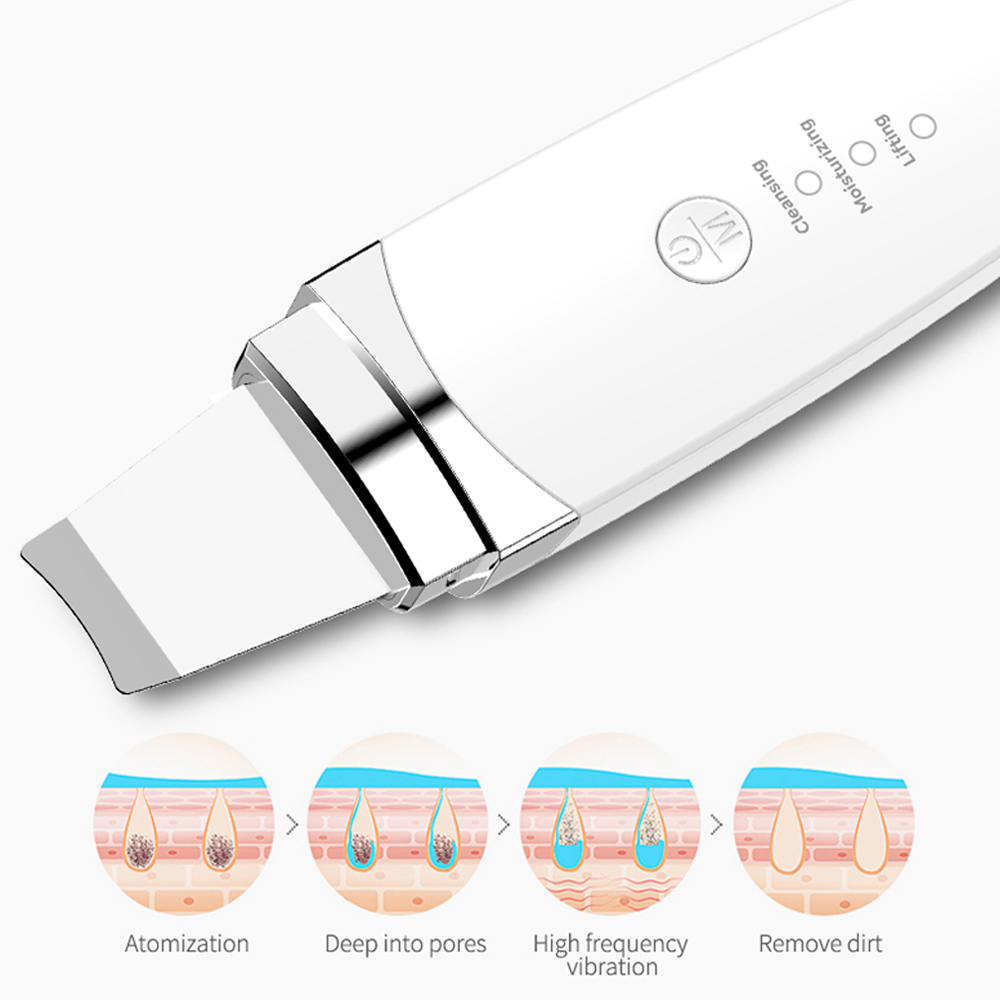 Ultrasonic Skin Scrubber Facial Spatula Blackhead Remover Deep Face Cleaning Lift Machine Peeling Shovel Pore Cleaner Face Skin Care Beauty Tools