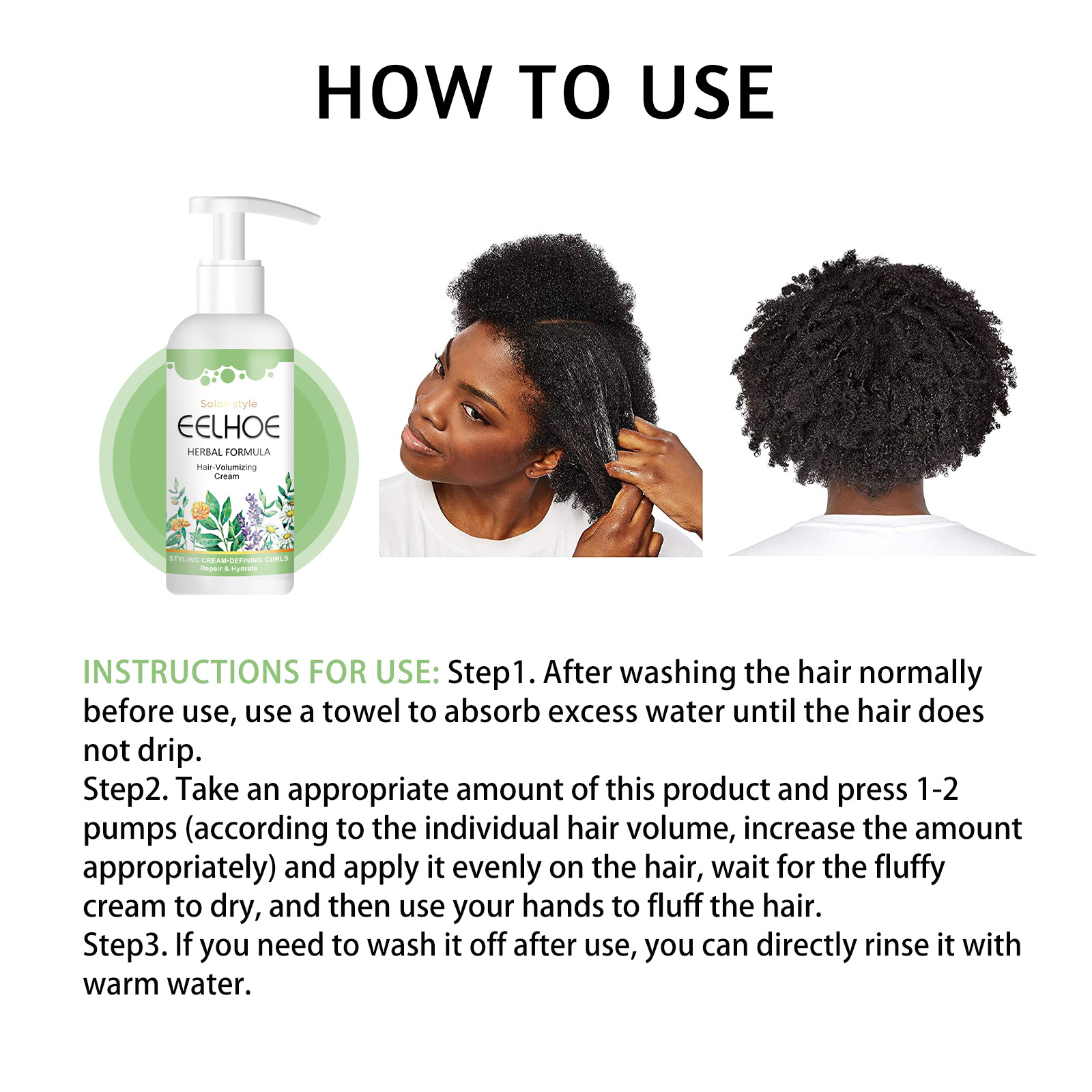 Hair Volumising Cream Curl Cream for Curly Hair Curl Enhance Curl Cream Moisturising Cream for Frizzy Hair Elastic Volumizing Styling 50ml