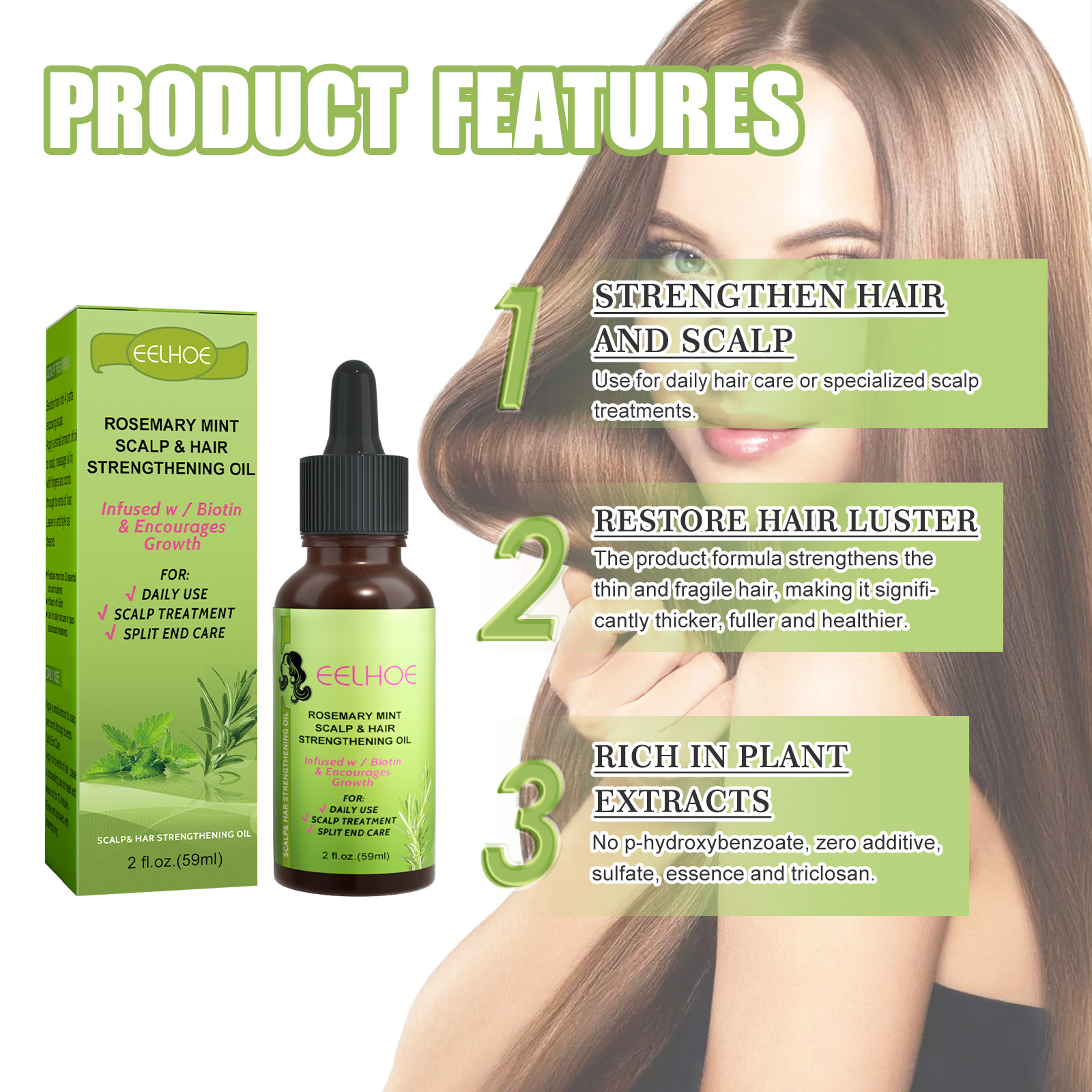 Hair Follicle Hair Spray Mint Plant Extract Essential Hair Oil Ginger Hair Nutrient Solution Hair Nutrient Solution Repairing Damaged Frizz Dry Hair