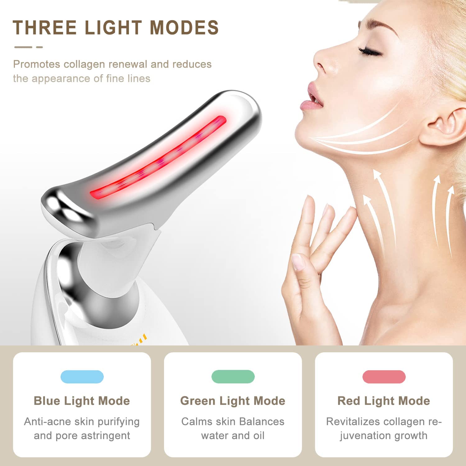 Neck Massager Electric Face Massager Fade Wrinkles Skin Tightening Machine Face Toning Device EMS Beauty Skin Care Massage Heating Device Anti-Aging